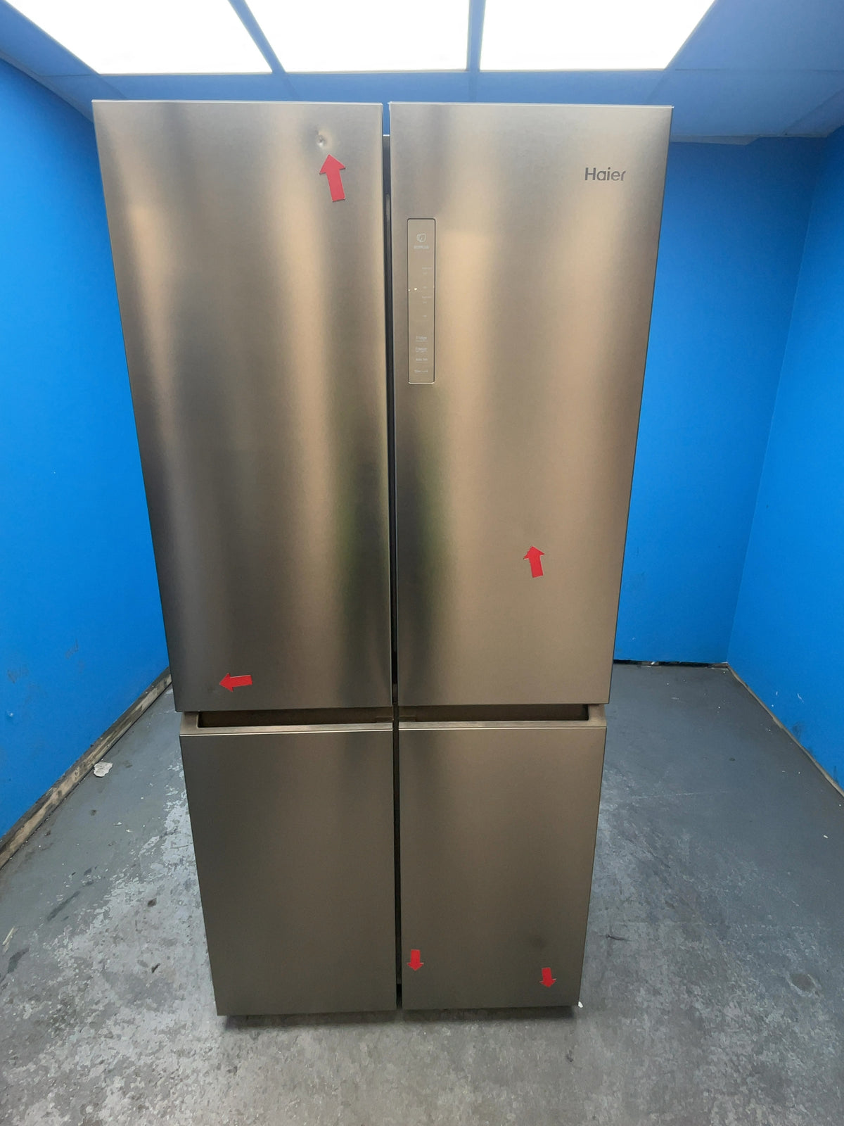 #GRC-165-663 - Haier American Style Fridge Freezer – 467L, Platinum Inox, Total No Frost