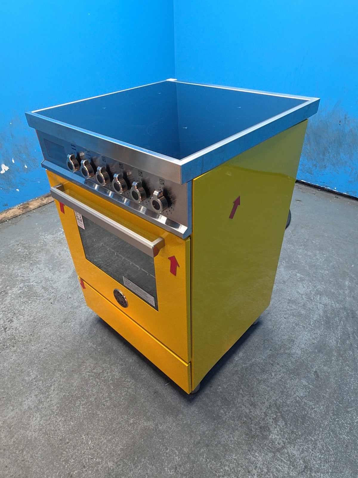 #GRC-165-805 - Bertazzoni Professional 60cm Electric Range Cooker – 69L Oven, 4 Zone Induction Hob, Yellow