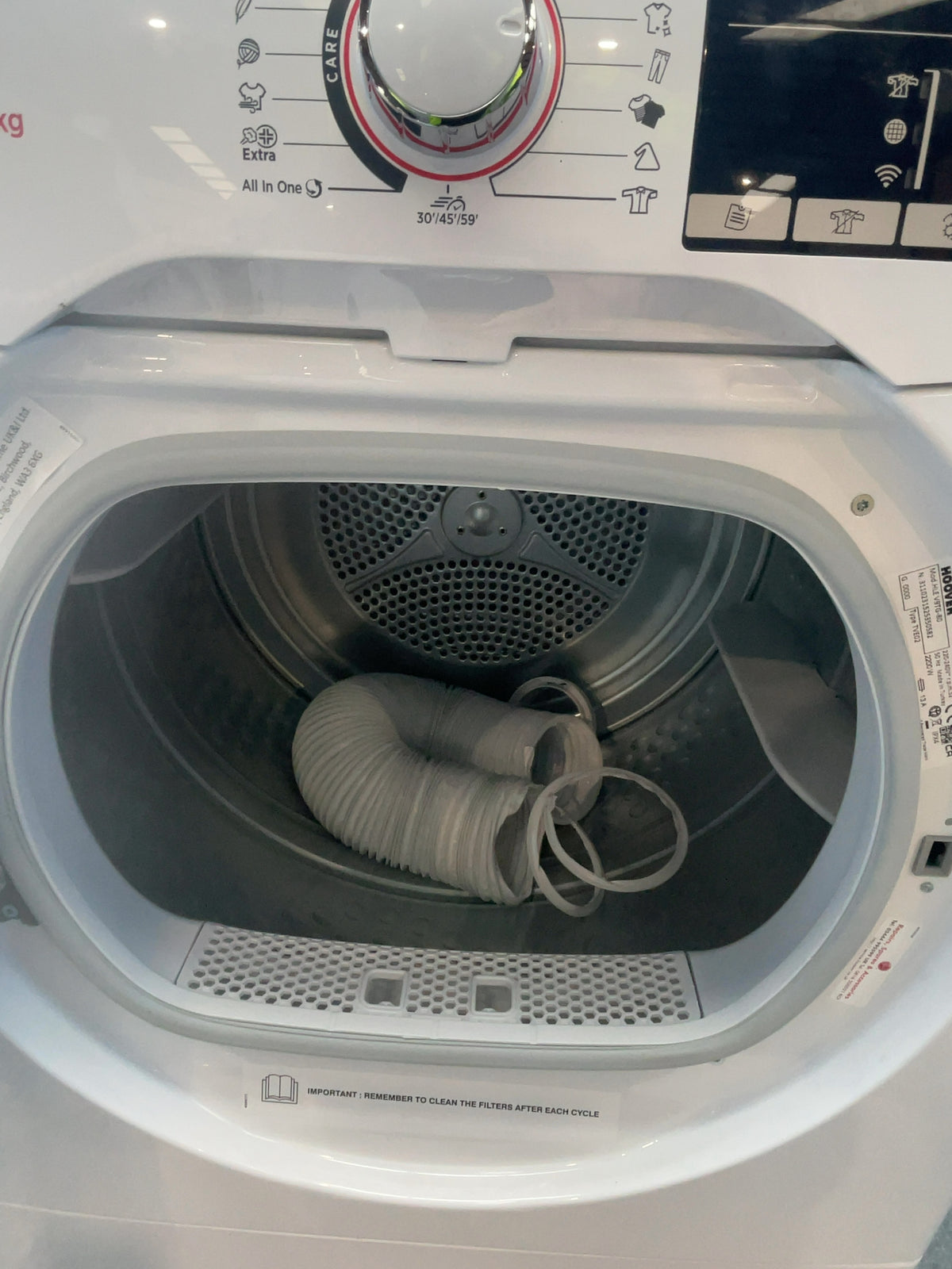 #GRC-165-920 - Hoover H-DRY 300 9kg Vented Tumble Dryer – Sensor Drying, White, C Energy Rating