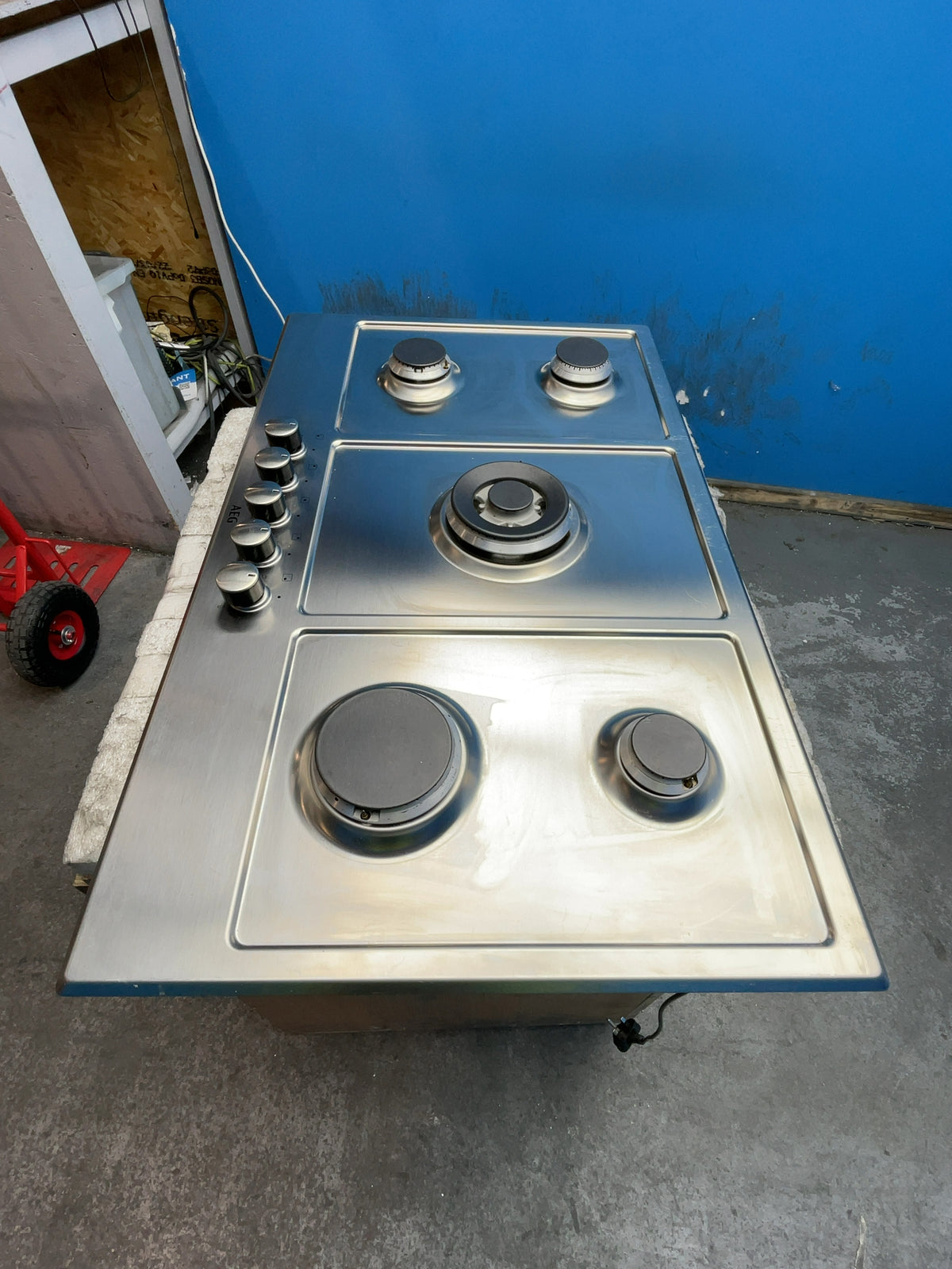 #GRC-166-109 - AEG 3000 90cm 5 Burner Gas Hob in Stainless Steel – Wok Burner, Speed Burners, Cast Iron Pan Supports