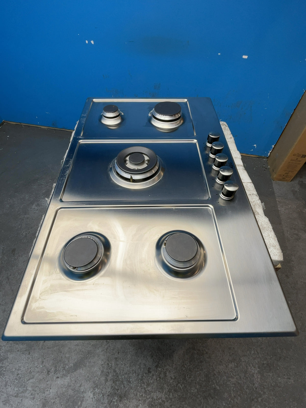 #GRC-166-109 - AEG 3000 90cm 5 Burner Gas Hob in Stainless Steel – Wok Burner, Speed Burners, Cast Iron Pan Supports