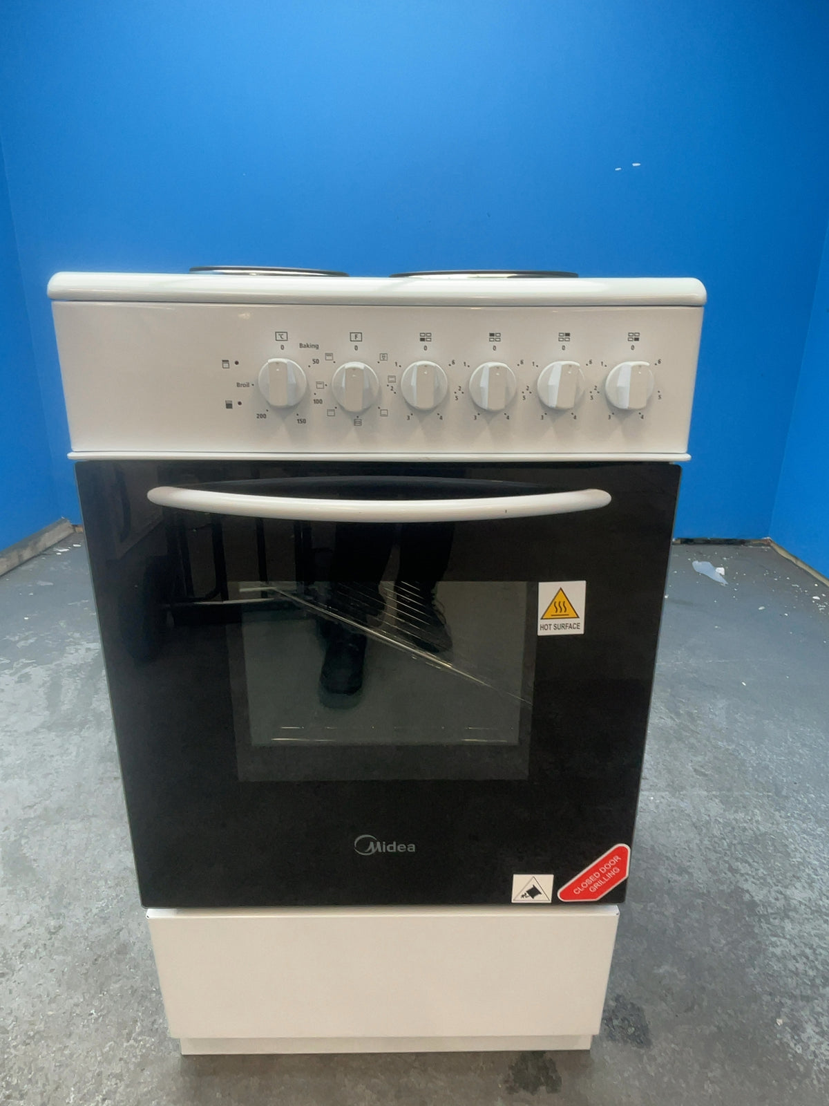 #GRC-166-179 - Midea 50cm Electric Cooker – Solid Plate Hob, Integrated Grill, White
