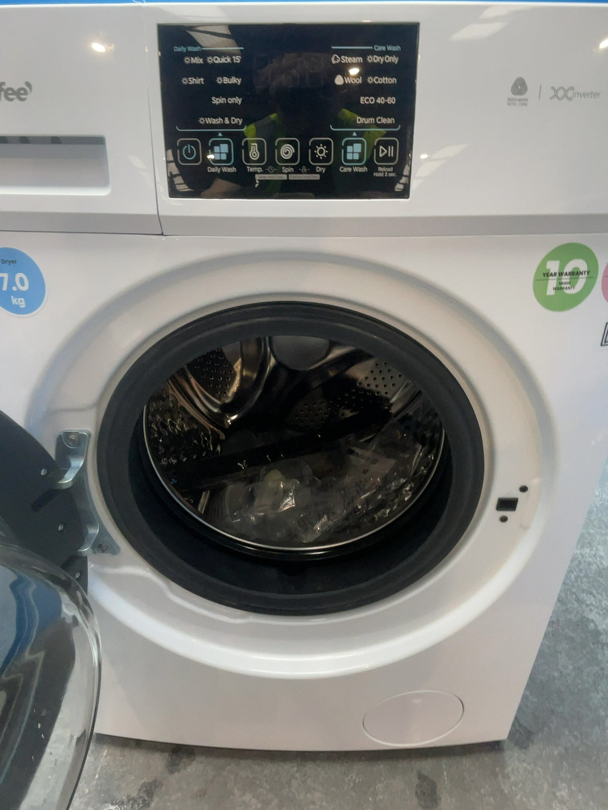 #GRC-166-221 - Comfee 10kg Wash / 7kg Dry Washer Dryer – Steam Care, Woolmark Certified, White