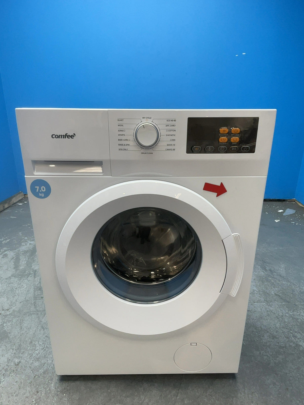 #GRC-166-248 - Comfee 7kg 1200rpm Washing Machine – Steam Wash & 15 Min Quick Cycle, White