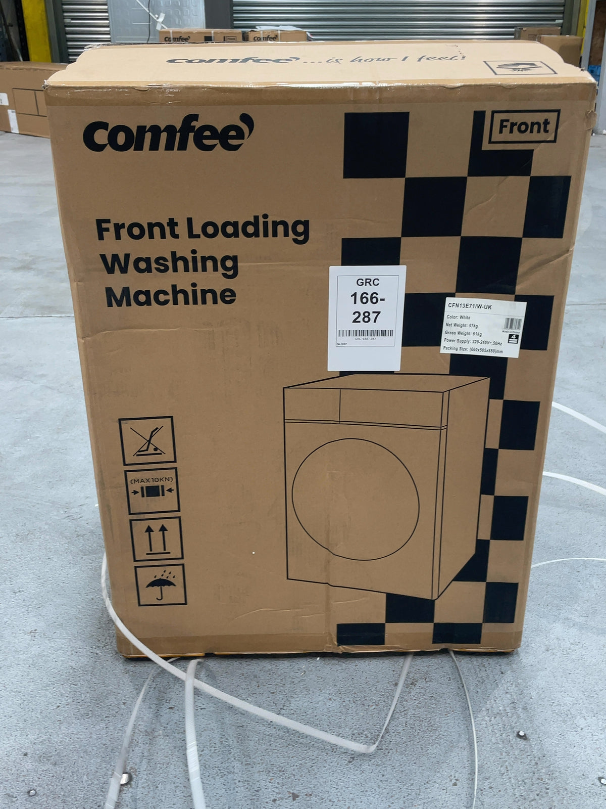 #GRC-166-287 - Comfee 7kg 1200rpm Washing Machine – Steam Wash & 15 Min Quick Cycle, White