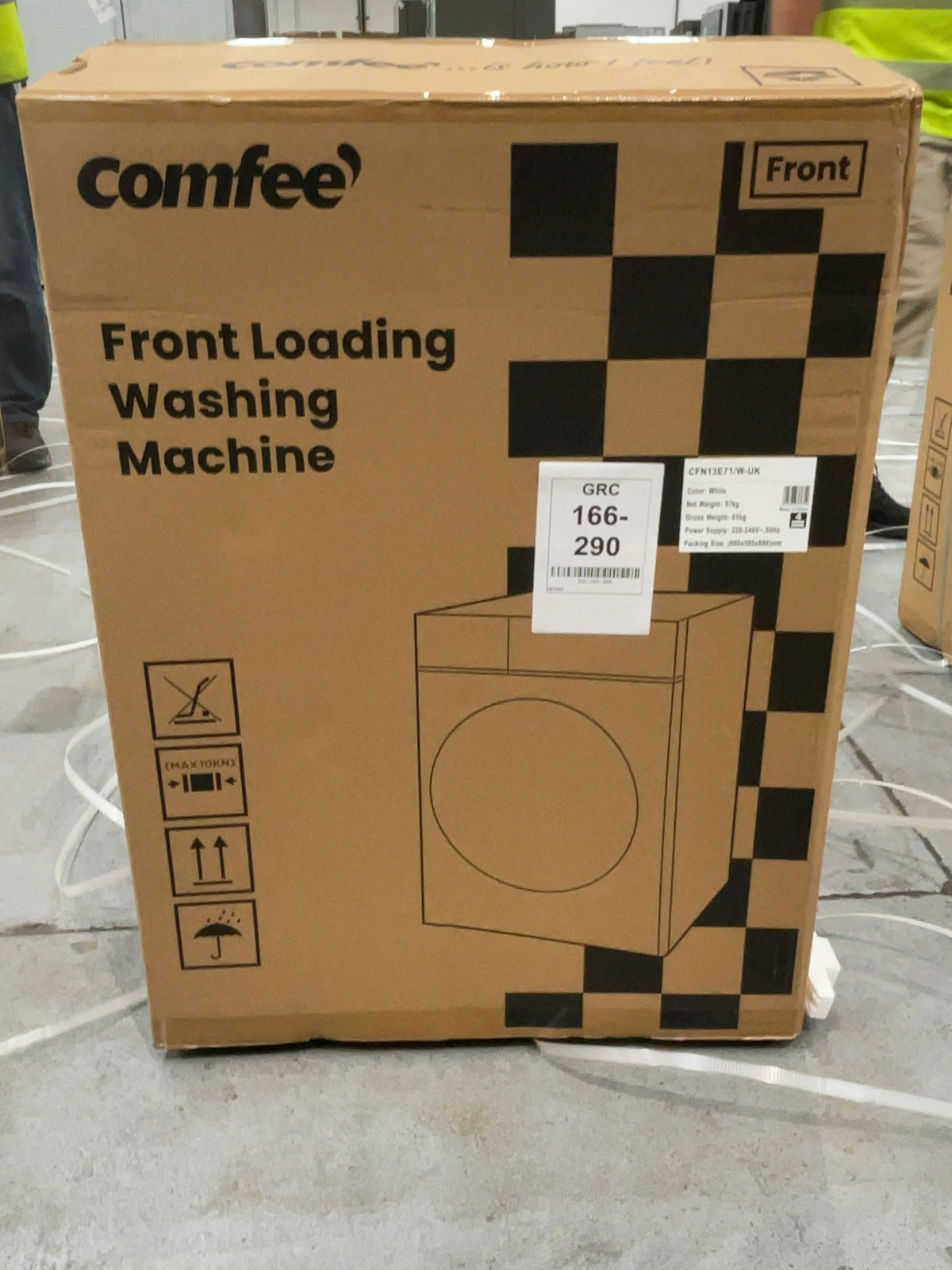 #GRC-166-290 - Comfee 7kg 1200rpm Washing Machine – Steam Wash & 15 Min Quick Cycle, White