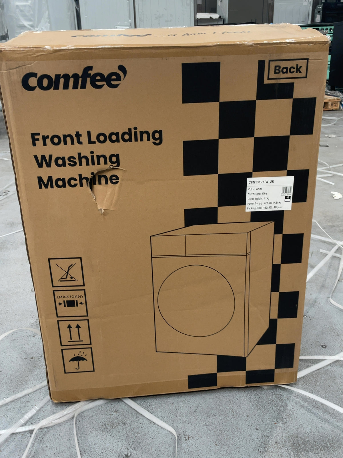 #GRC-166-292 - Comfee 7kg 1200rpm Washing Machine – Steam Wash & 15 Min Quick Cycle, White