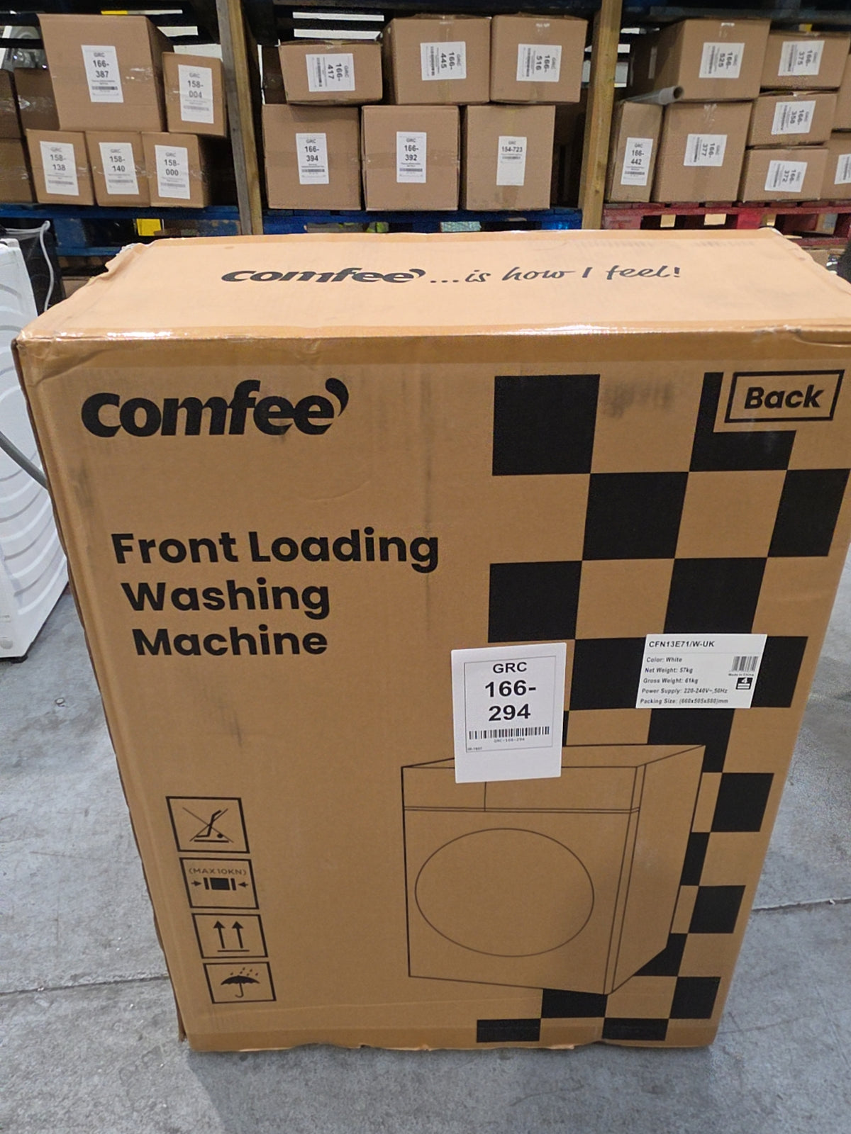 #GRC-166-294 - Comfee 7kg 1200rpm Washing Machine – Steam Wash & 15 Min Quick Cycle, White