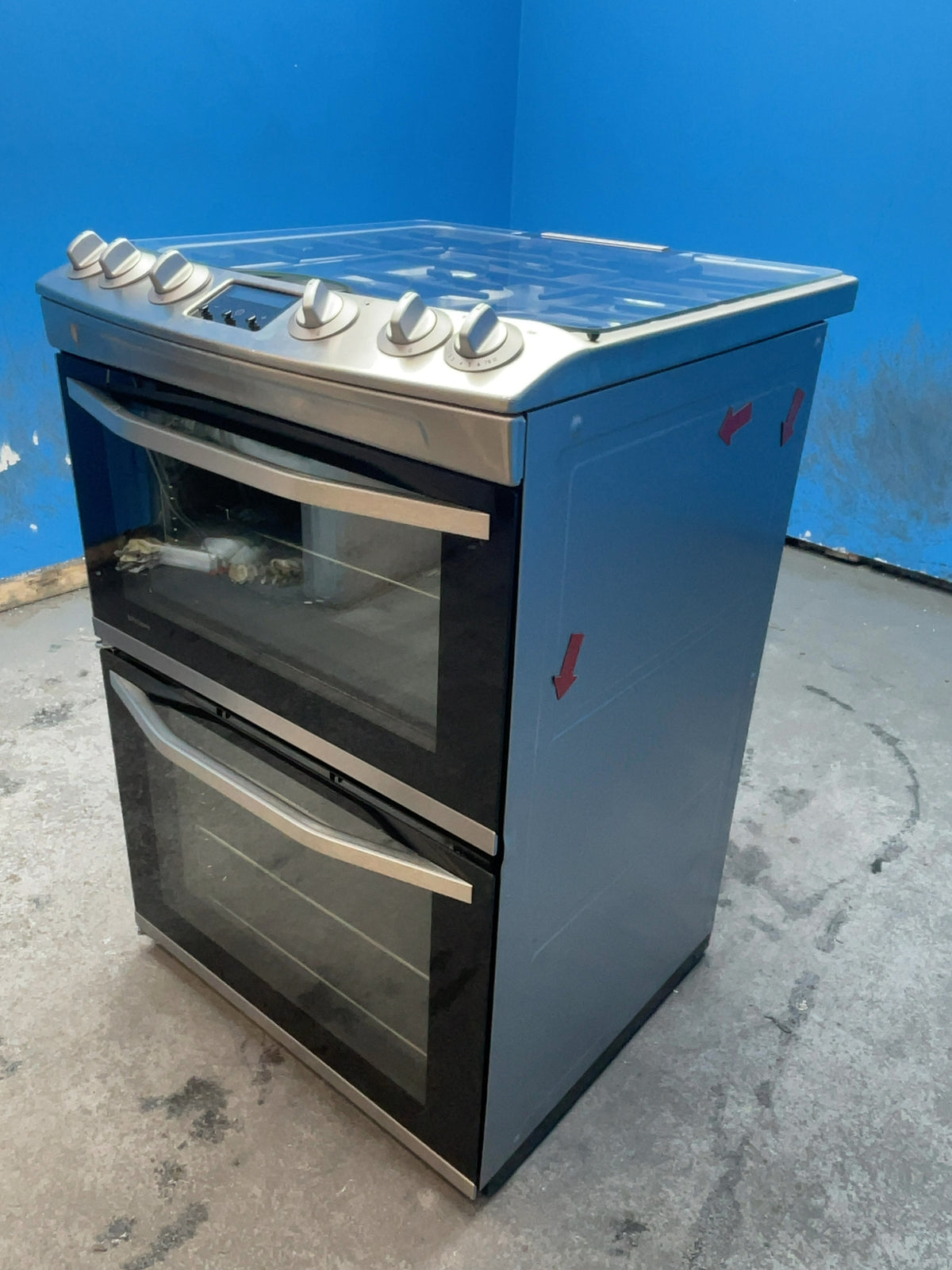 #GRC-166-371 - John Lewis Freestanding 60cm Gas Hob Cooker – Double Oven, 4 Gas Burners, Catalytic Liners, Stainless Steel