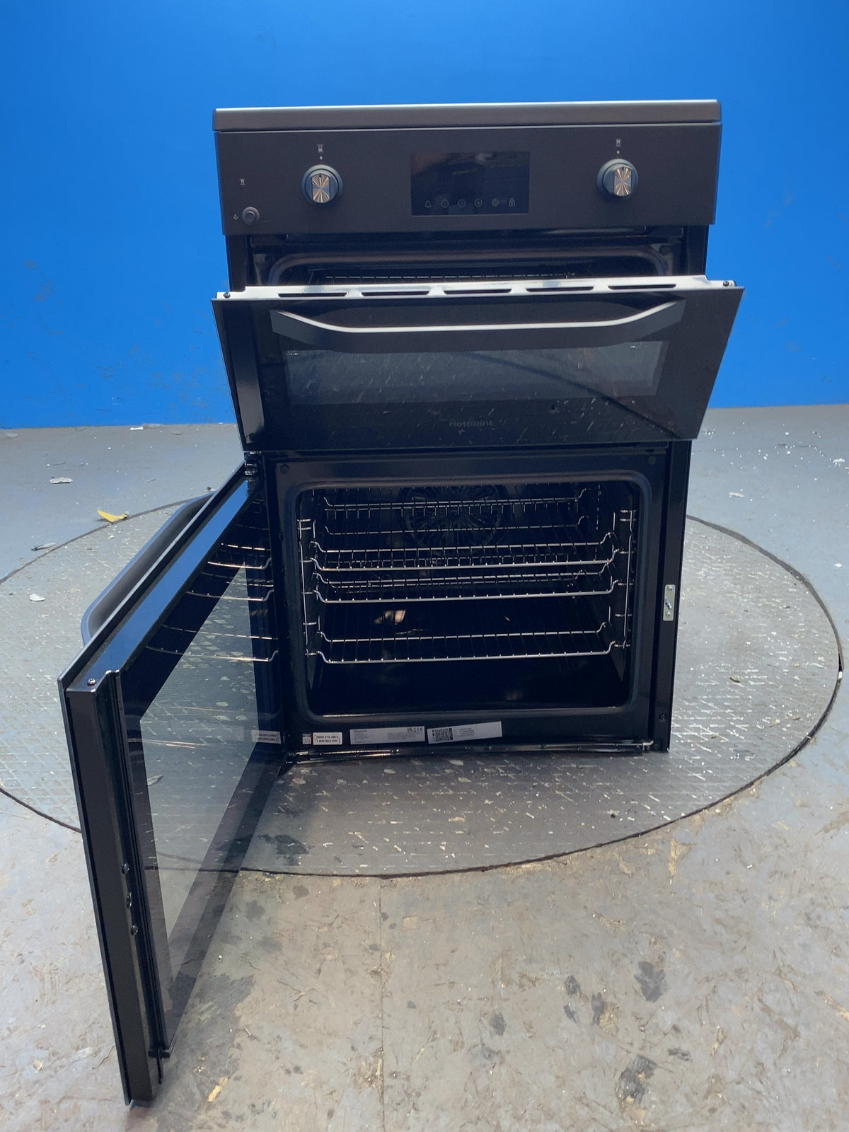 #GRC-166-424 - Hotpoint 60cm Electric Double Oven Cooker – 113L Total Capacity, Induction Hob, Steam Assist