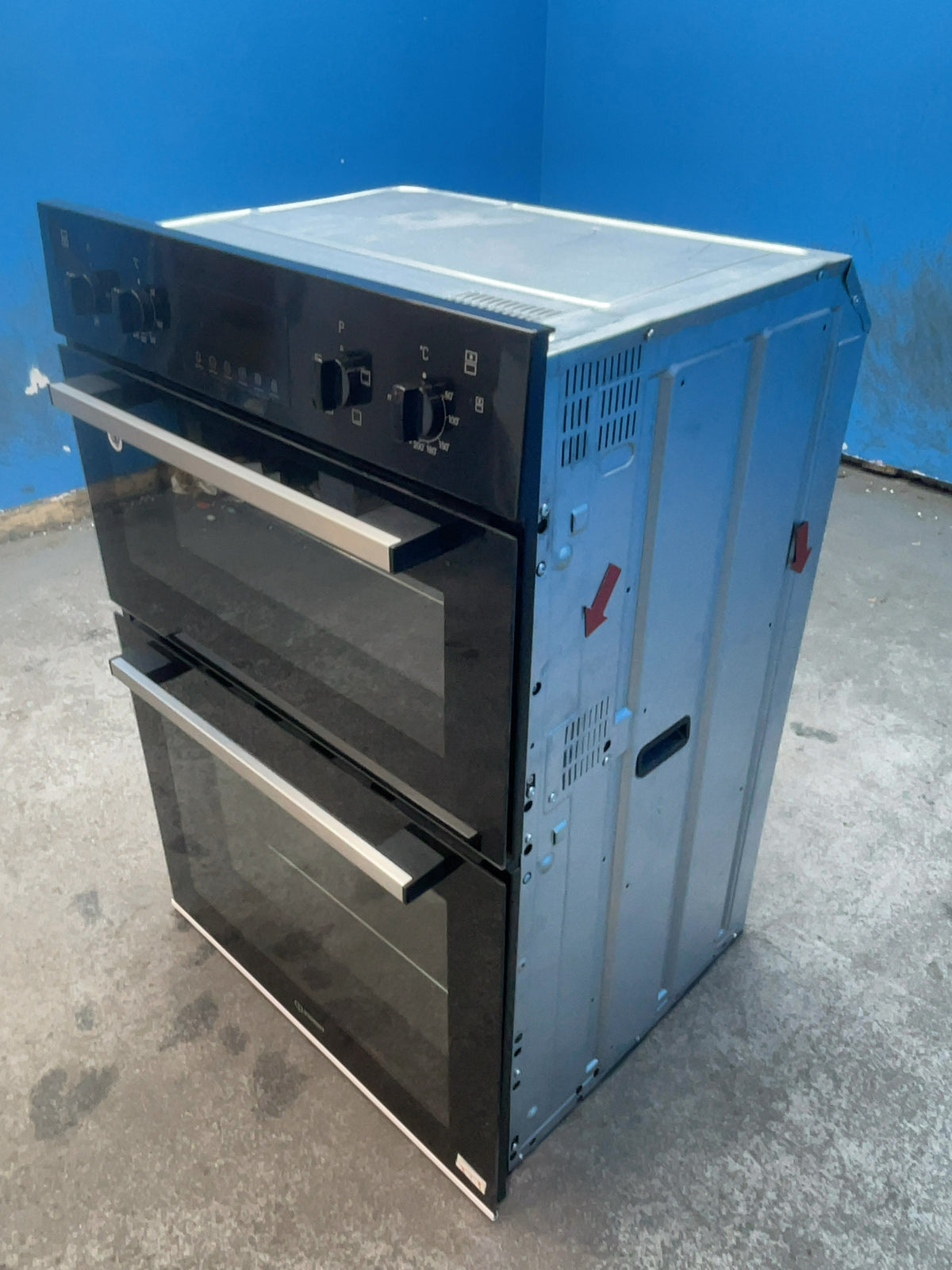 #GRC-166-431 - Indesit Built-In Double Oven – 105L Capacity, Fan Main Oven, Twin Grill, Black