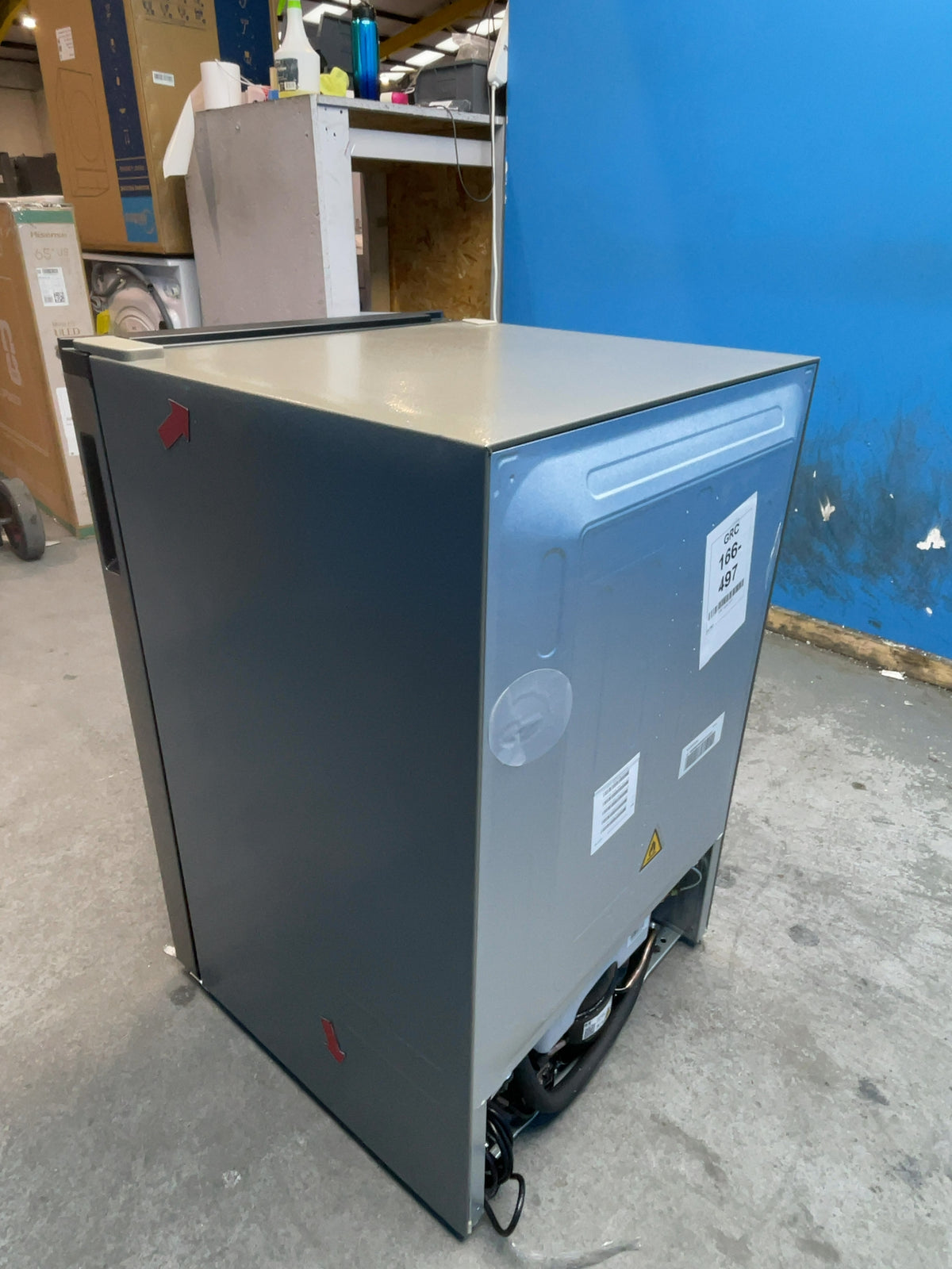 #GRC-166-497 - Hoover H-FRIDGE 300 Mini 54cm Under Counter Fridge – 129L, Aria Clear, Grey