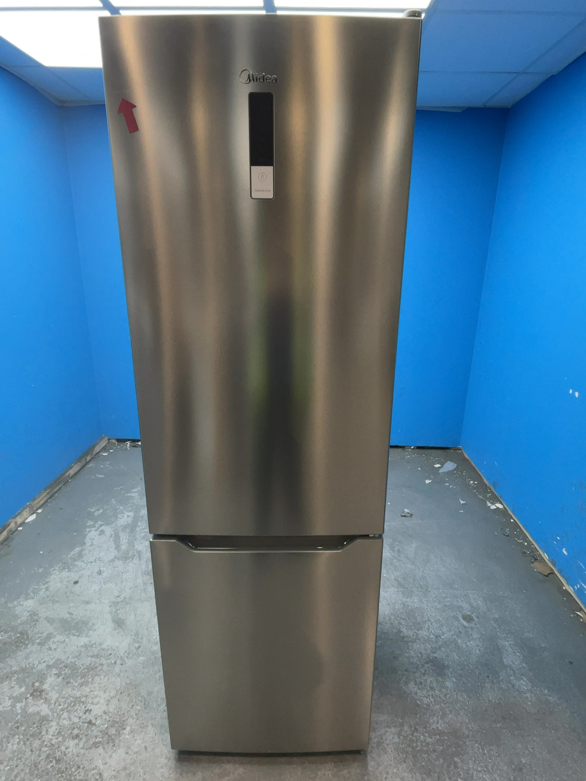 #GRC-166-598 - Midea 59.5cm Fridge Freezer – 310L, Inox, Total No Frost, Smart WiFi