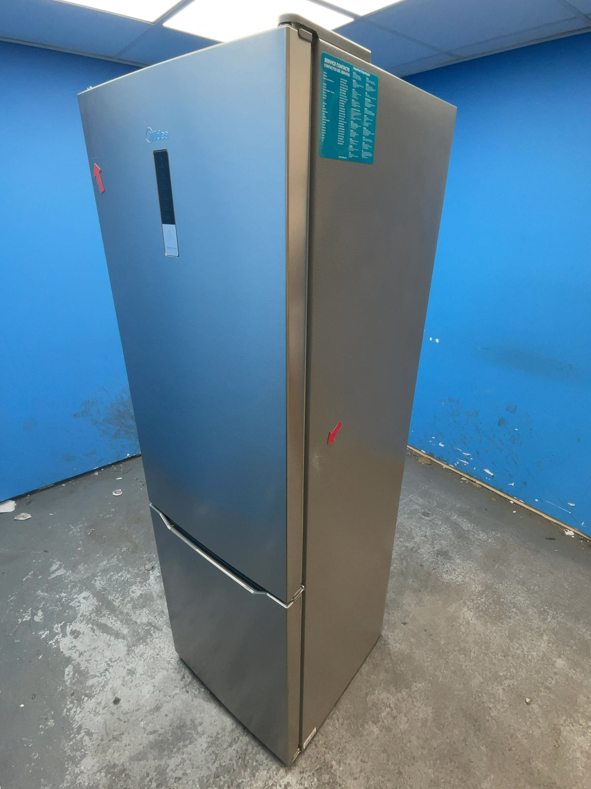 #GRC-166-598 - Midea 59.5cm Fridge Freezer – 310L, Inox, Total No Frost, Smart WiFi