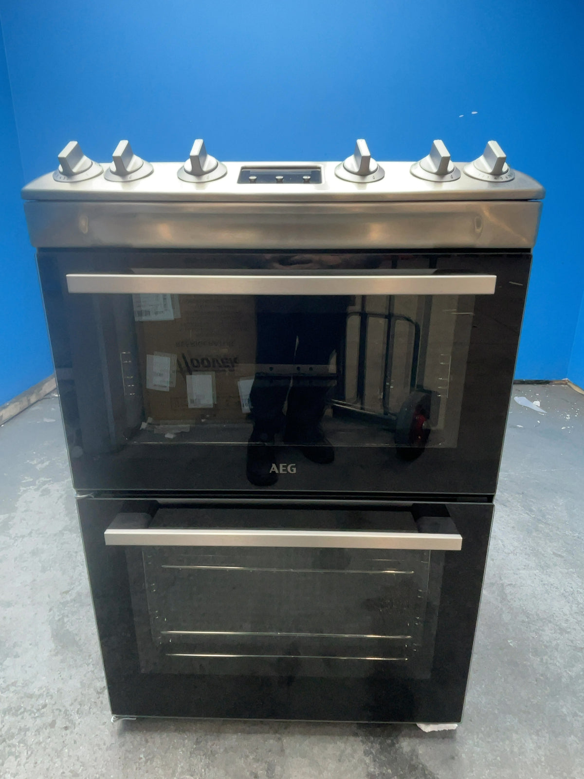 #GRC-166-625 - AEG 60cm Double Oven Gas Cooker – Stainless Steel Hob, Self-Clean, Silver