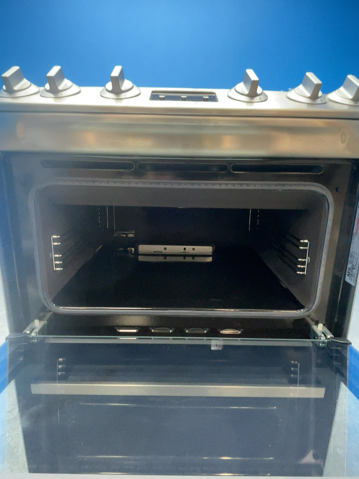 #GRC-166-625 - AEG 60cm Double Oven Gas Cooker – Stainless Steel Hob, Self-Clean, Silver
