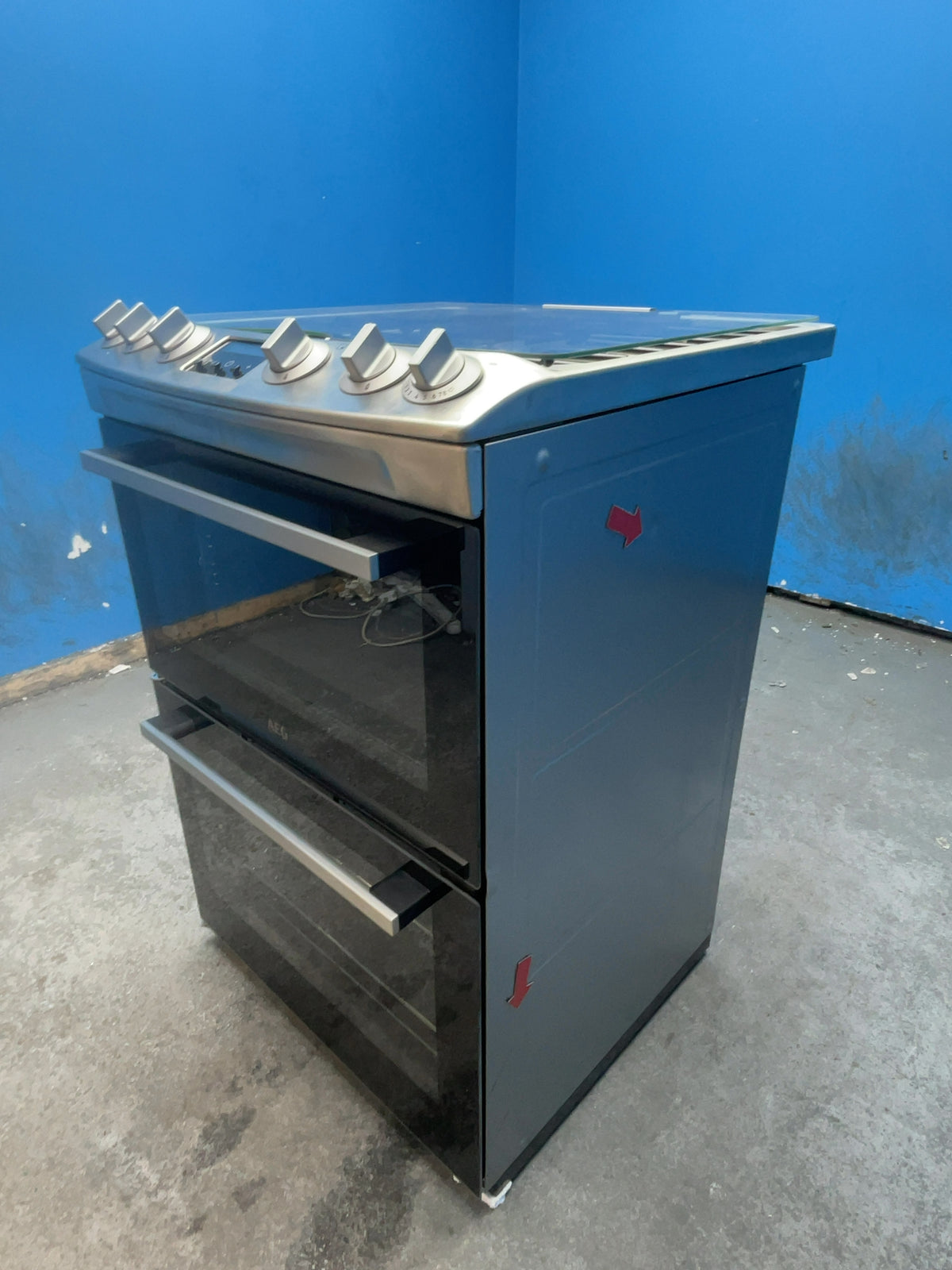 #GRC-166-625 - AEG 60cm Double Oven Gas Cooker – Stainless Steel Hob, Self-Clean, Silver