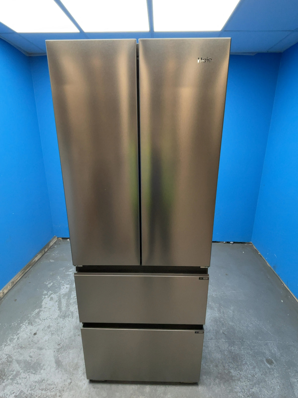 #GRC-166-945 - Haier Space-fit 70cm French Door Fridge Freezer – Total No Frost, Direct Access Freezer Drawers, Platinum Inox