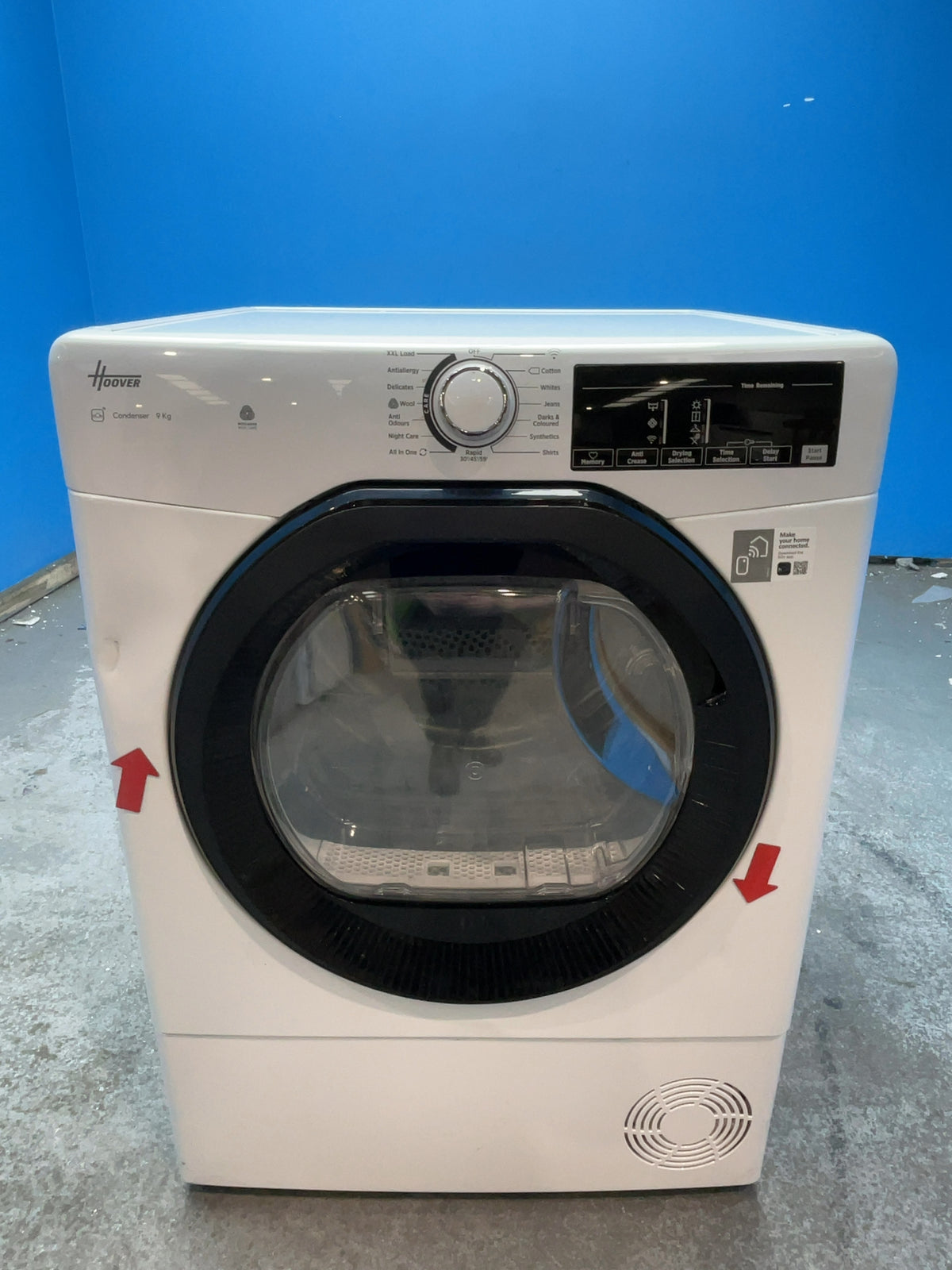 #GRC-167-069 - Hoover 9kg Condenser Tumble Dryer – WiFi Connected, White, B Energy Rating
