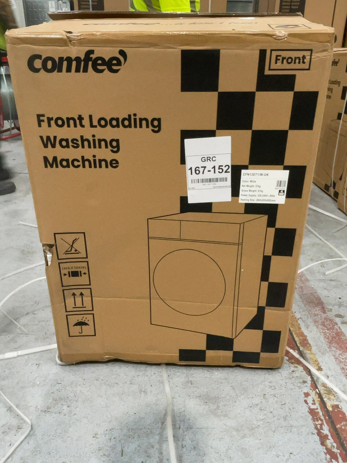 #GRC-167-152 - Comfee 7kg 1200rpm Washing Machine – Steam Wash & 15 Min Quick Cycle, White
