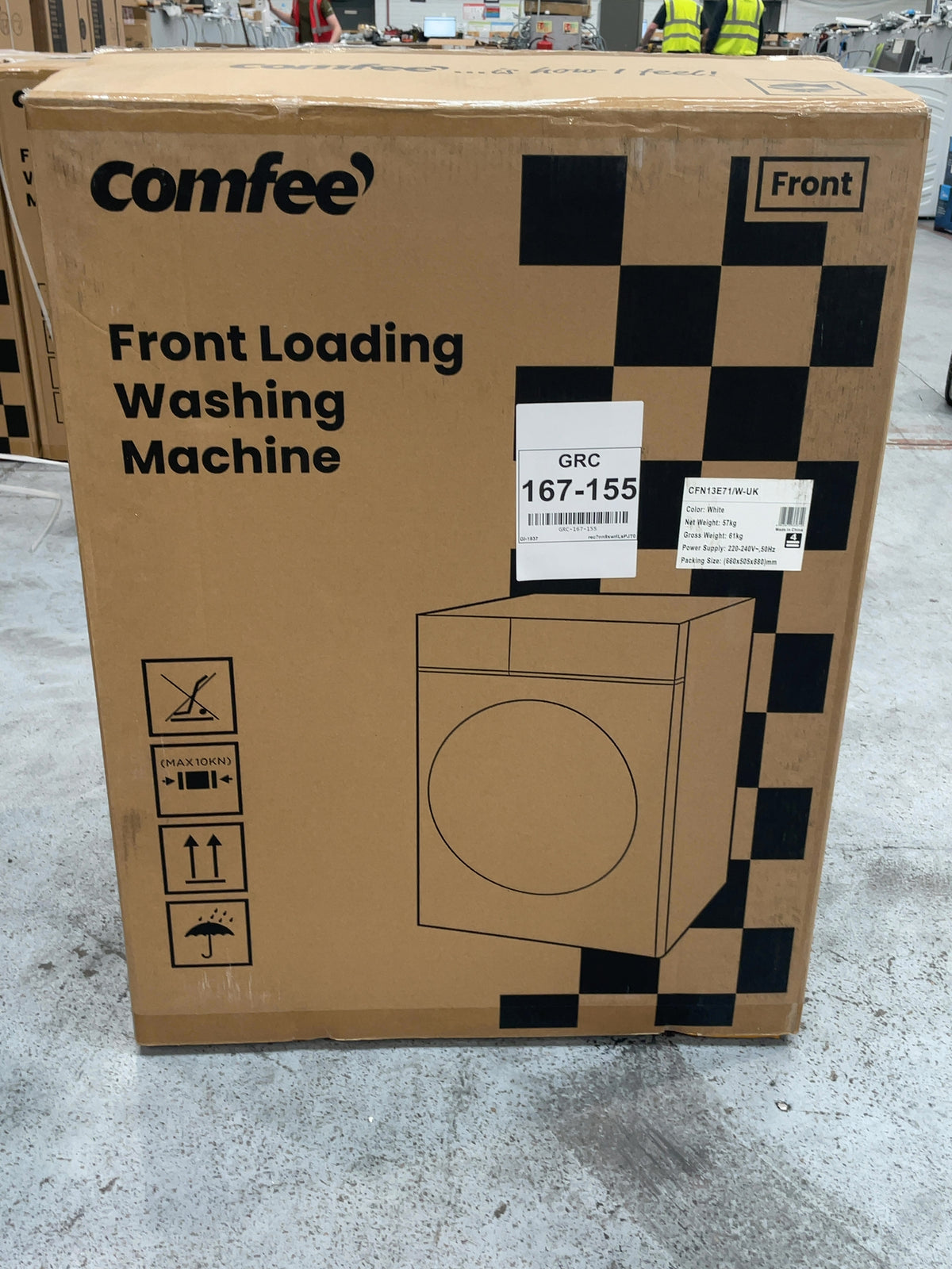 #GRC-167-155 - Comfee 7kg 1200rpm Washing Machine – Steam Wash & 15 Min Quick Cycle, White