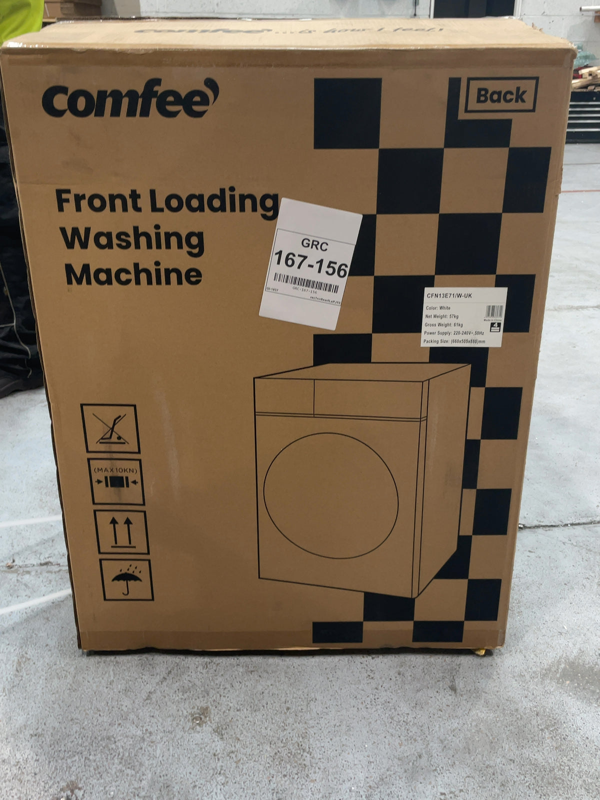 #GRC-167-156 - Comfee 7kg 1200rpm Washing Machine – Steam Wash & 15 Min Quick Cycle, White