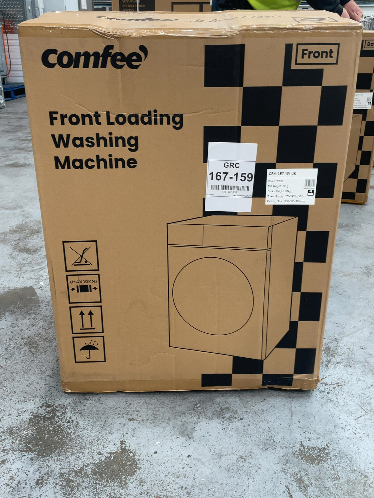#GRC-167-159 - Comfee 7kg 1200rpm Washing Machine – Steam Wash & 15 Min Quick Cycle, White