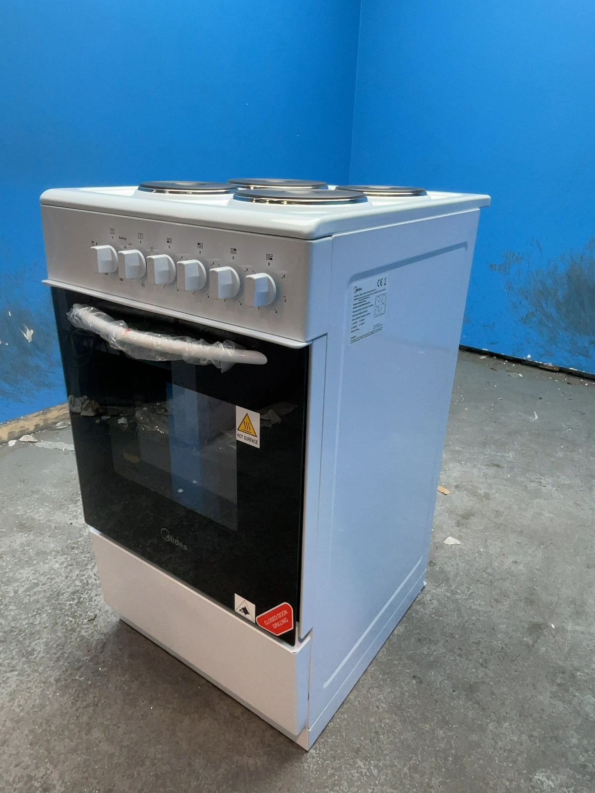 #GRC-167-364 - Midea 50cm Electric Cooker – Solid Plate Hob, Integrated Grill, White