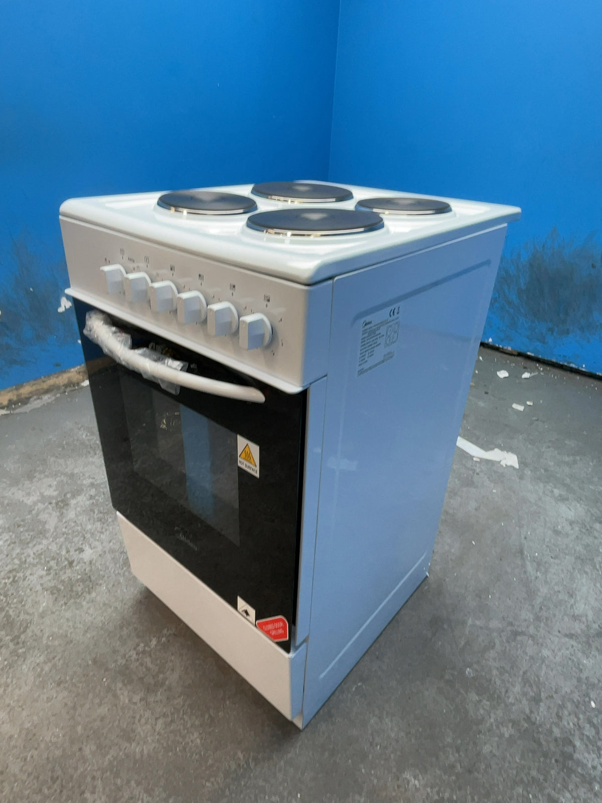 #GRC-167-374 - Midea 50cm Electric Cooker – Solid Plate Hob, Integrated Grill, White