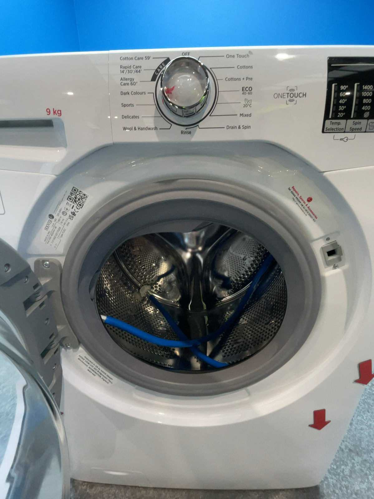 #GRC-167-390 - Hoover 9kg 1400rpm Washing Machine – KG Mode Sensor, WiFi Connected, White