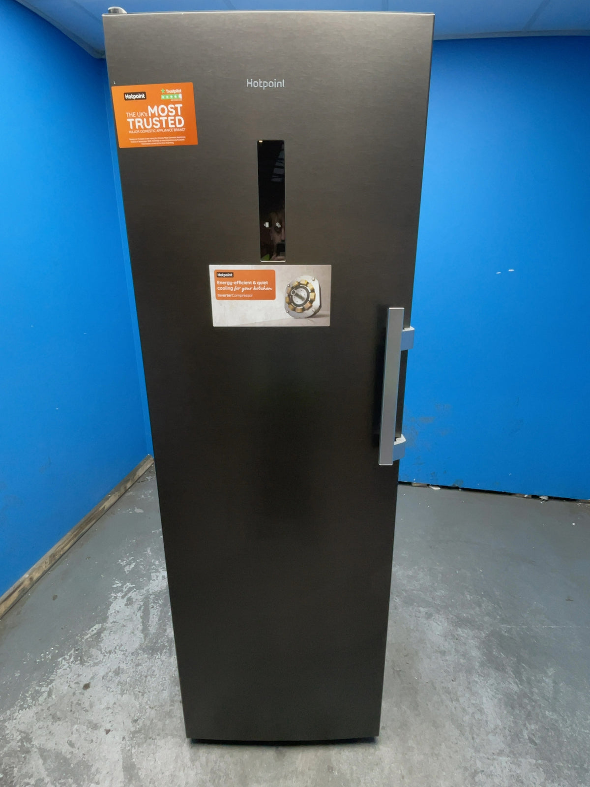 #GRC-167-509 - Hotpoint Tall Upright Freezer – 286L Capacity, No Frost, Dark Inox