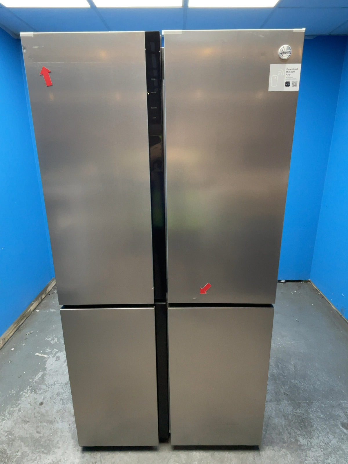 #GRC-167-725 - Hoover H-FRIDGE 700 MAXI 4 Door American Fridge Freezer – 567L, Total No Frost, Silver