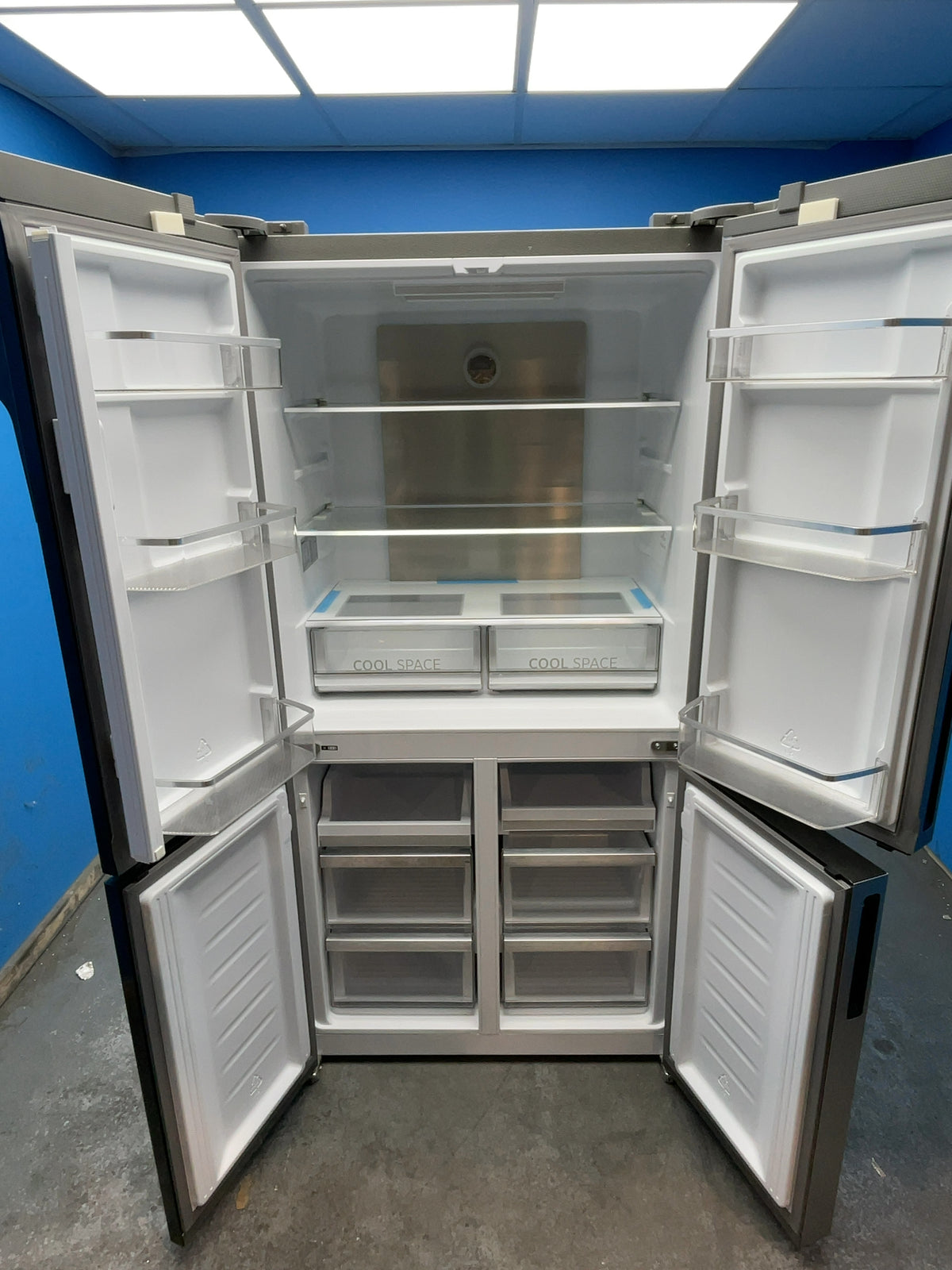#GRC-167-725 - Hoover H-FRIDGE 700 MAXI 4 Door American Fridge Freezer – 567L, Total No Frost, Silver