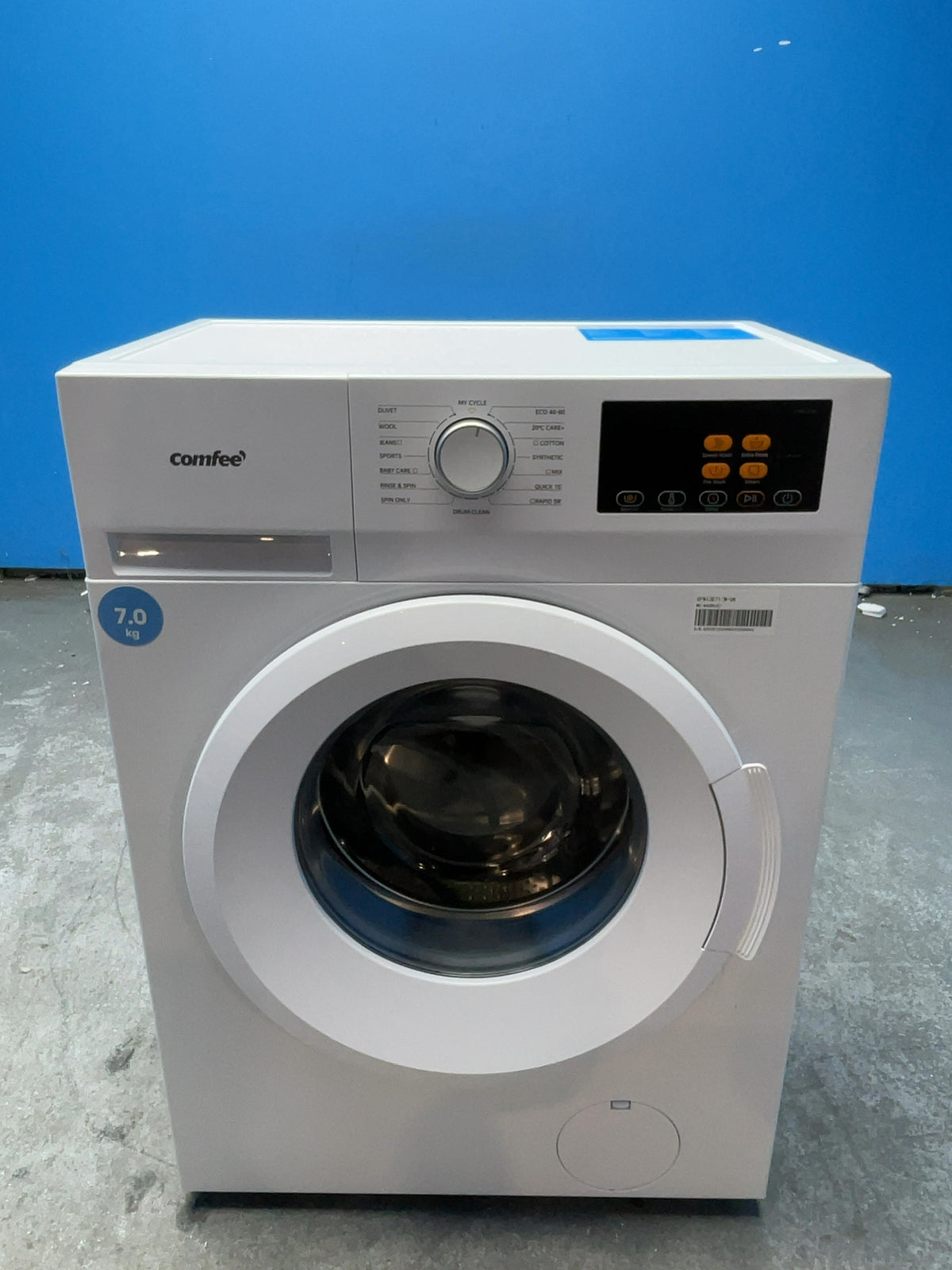#GRC-168-017 - Comfee 7kg 1200rpm Washing Machine – Steam Wash & 15 Min Quick Cycle, White
