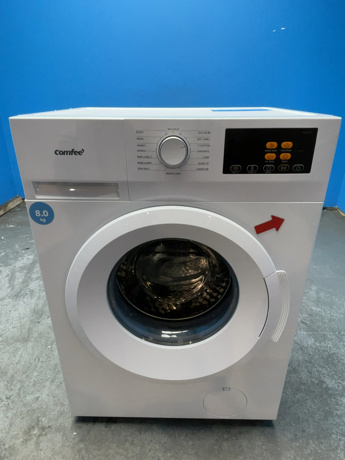 #GRC-168-037 - Comfee 8kg 1400rpm Washing Machine – Steam Clean, 15 Programmes & Delay Start