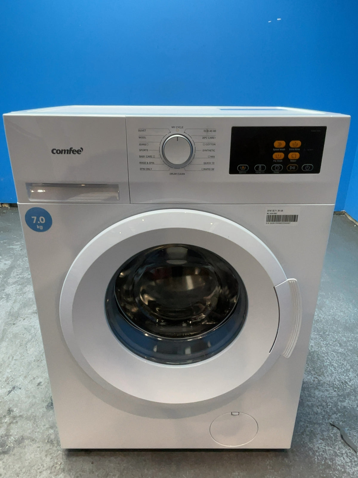 #GRC-168-039 - Comfee 7kg 1200rpm Washing Machine – Steam Wash & 15 Min Quick Cycle, White