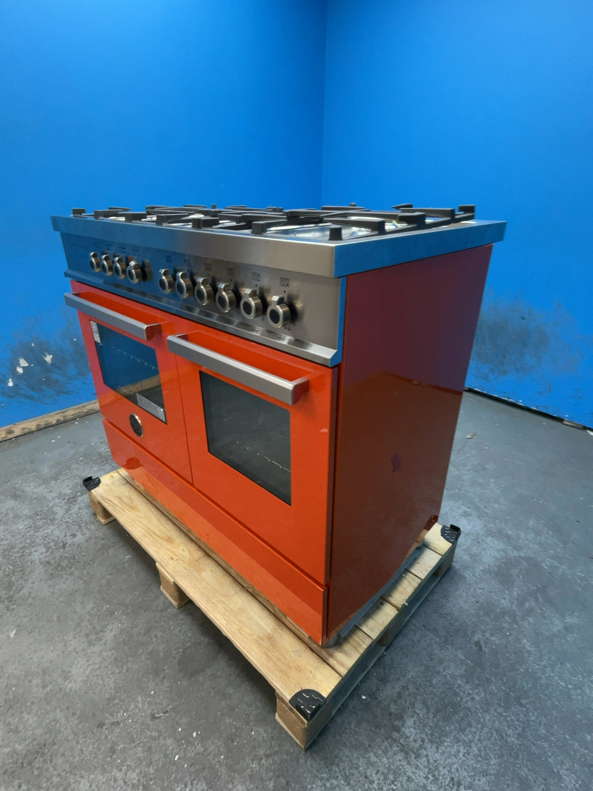 #GRC-168-074 - Bertazzoni Professional Series 100cm Dual Fuel Range Cooker – Twin Oven 123L, 6 Gas Burners, Dual Wok, Orange