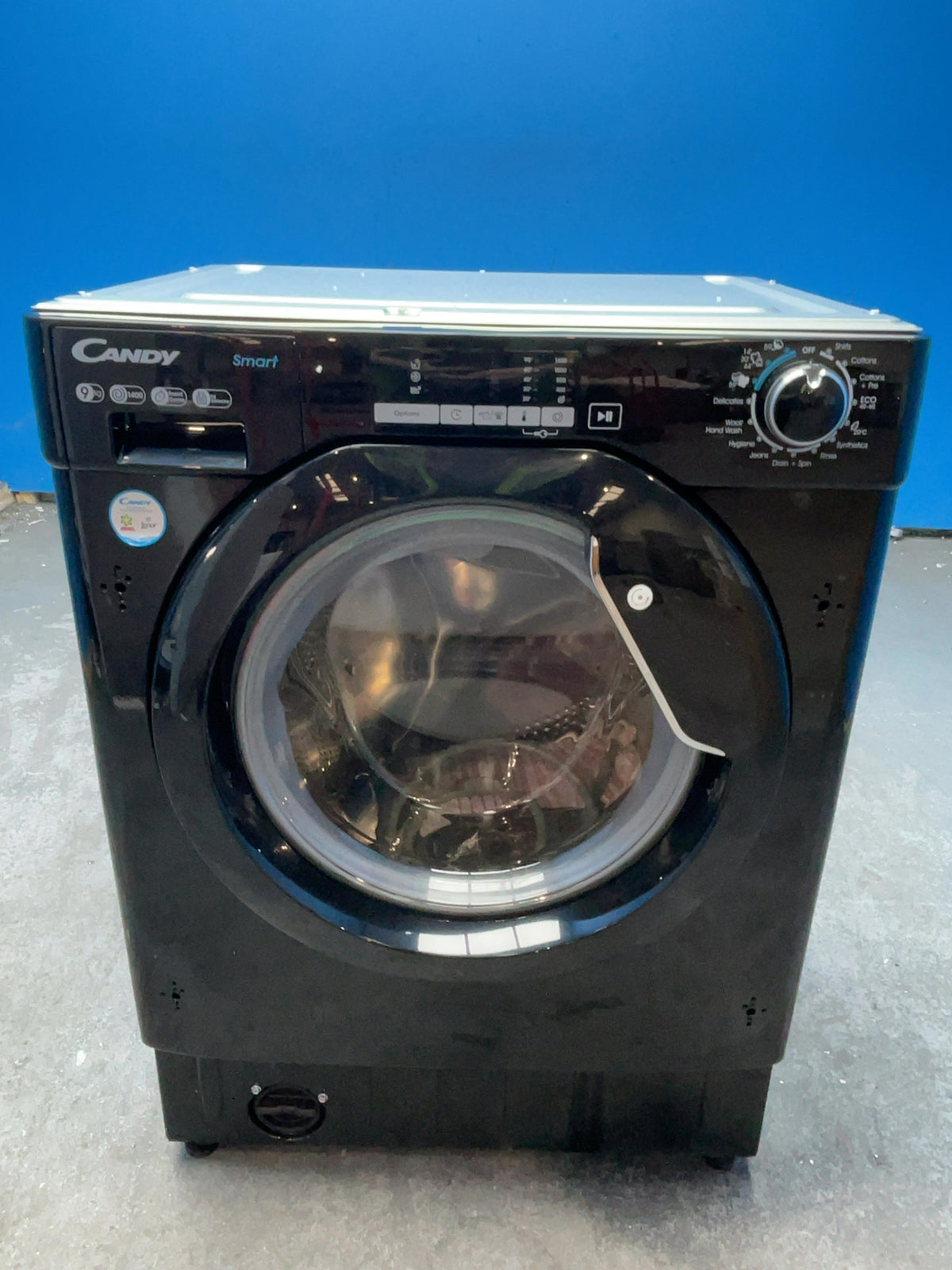 #GRC-168-714 - Candy Integrated 9kg 1400rpm Washing Machine – KG Detector, Rapid Washes, Black