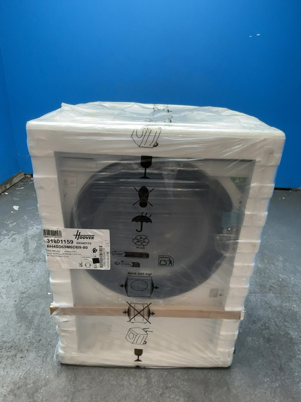 #GRC-168-733 - Hoover 9kg 1600rpm Integrated Washing Machine – AI Weight Sense, White