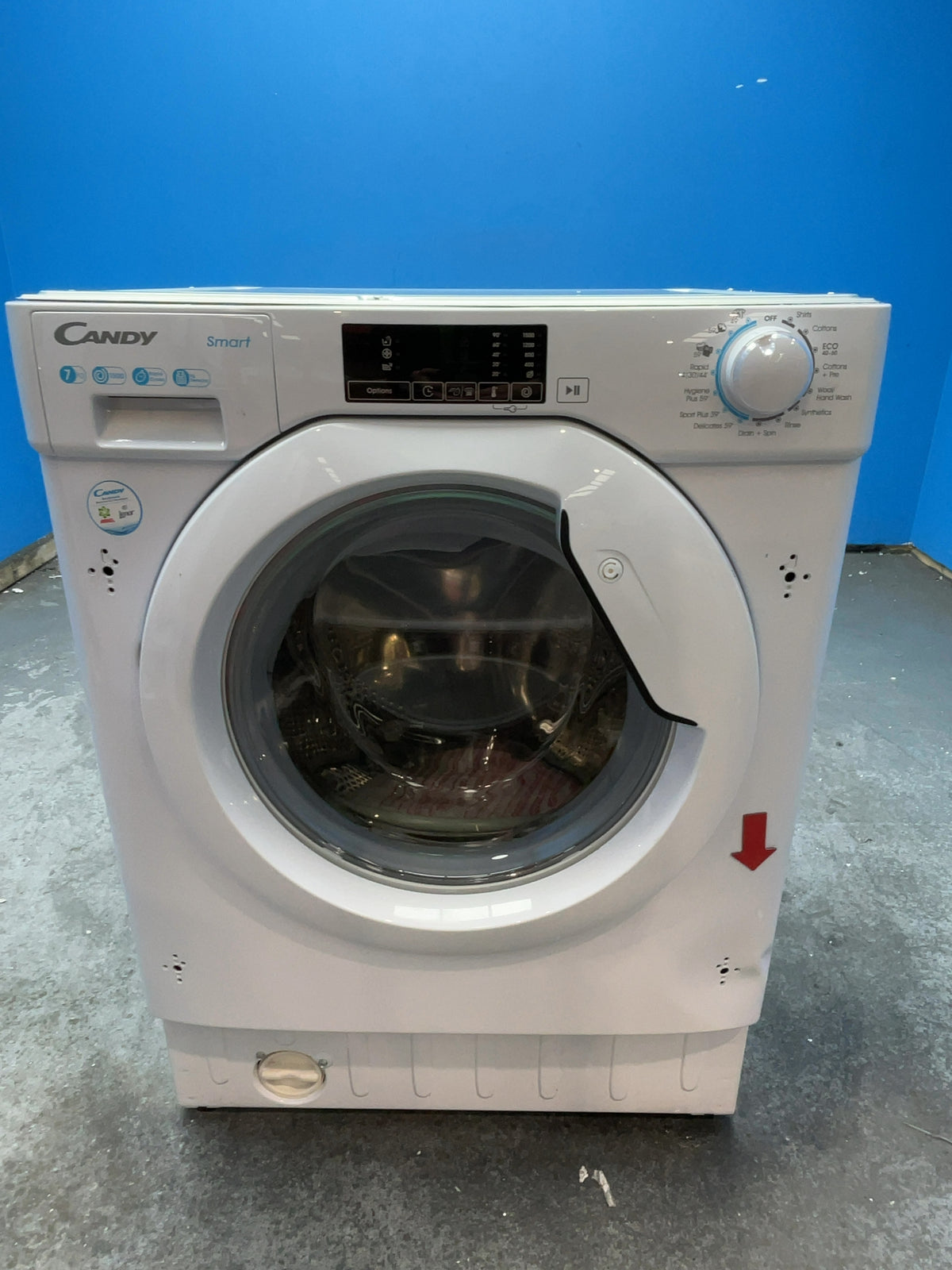 #GRC-168-759 - Candy CBW 57D1XE-80 7kg Integrated Washing Machine – 1500rpm, KG Detector, Steam Function, White