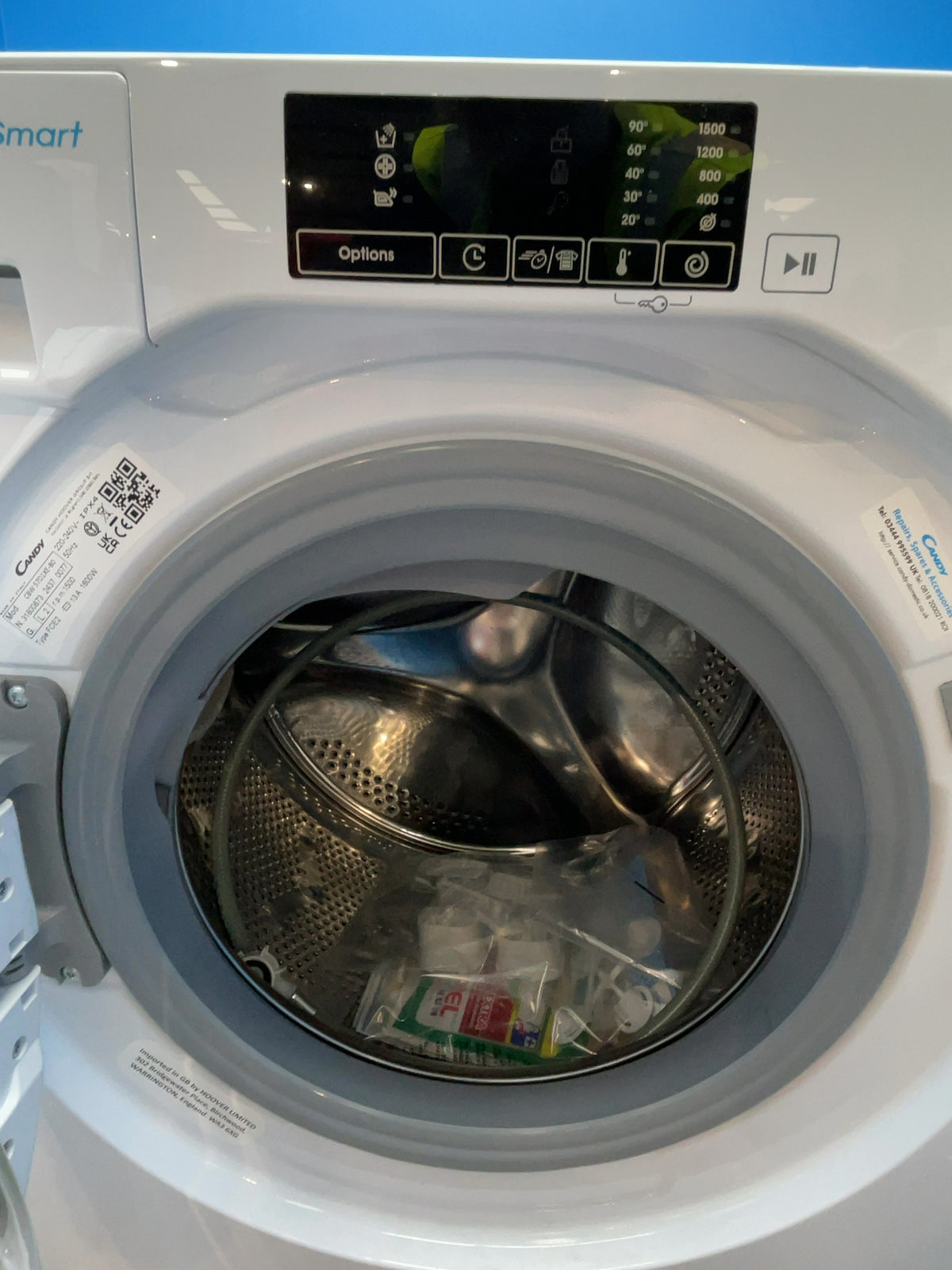 #GRC-168-761 - Candy CBW 57D1XE-80 7kg Integrated Washing Machine – 1500rpm, KG Detector, Steam Function, White