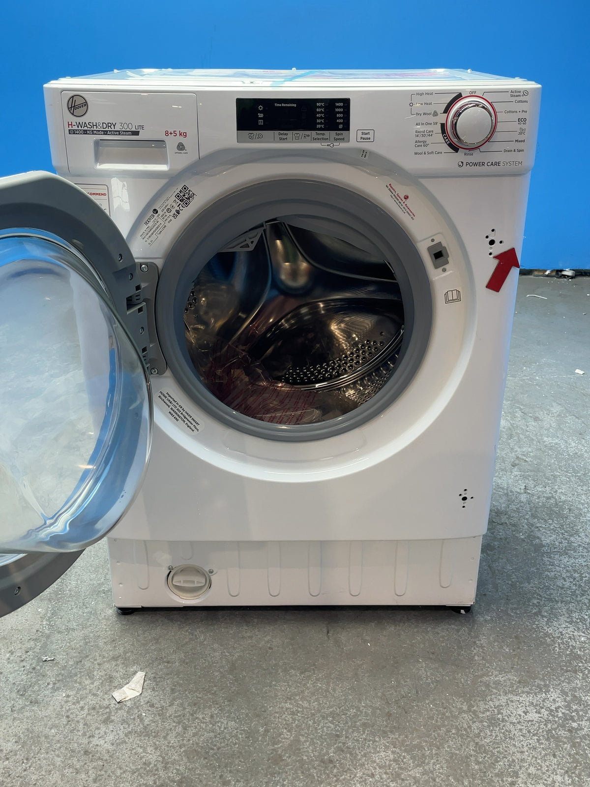 #GRC-168-767 - Hoover Integrated Washer Dryer – 8kg Wash, 5kg Dry, 1400rpm, WiFi Connected, White