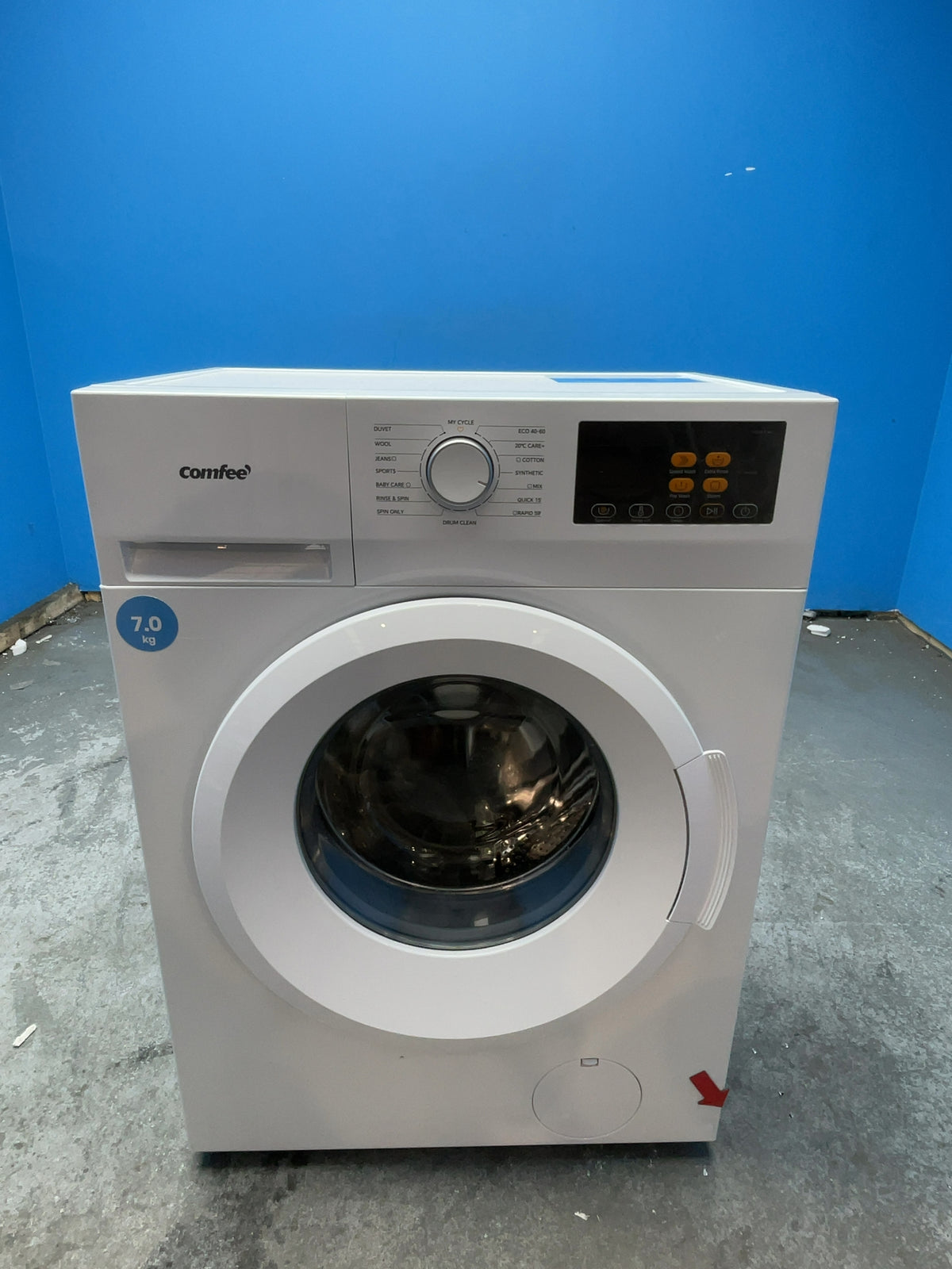 #GRC-168-993 - Comfee 7kg 1200rpm Washing Machine – Steam Wash & 15 Min Quick Cycle, White