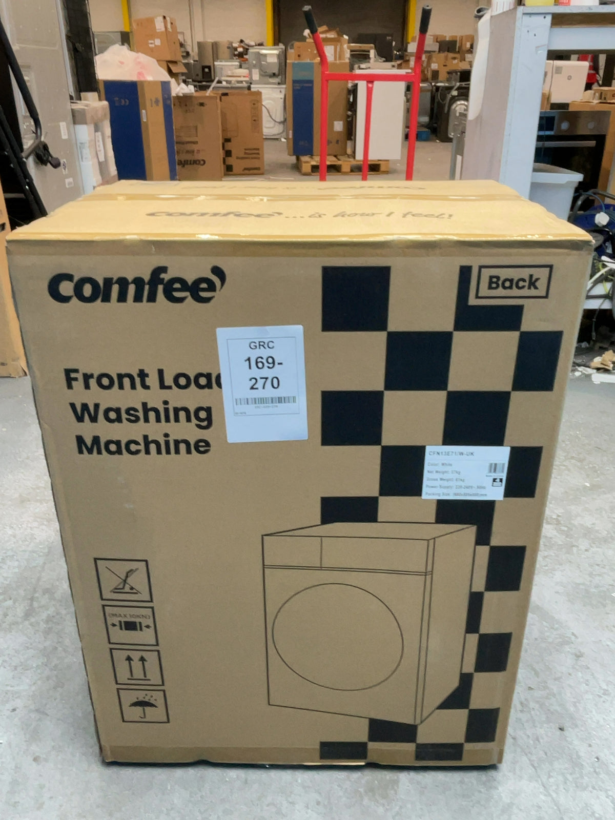 #GRC-169-270 - Comfee 7kg 1200rpm Washing Machine – Steam Wash & 15 Min Quick Cycle, White