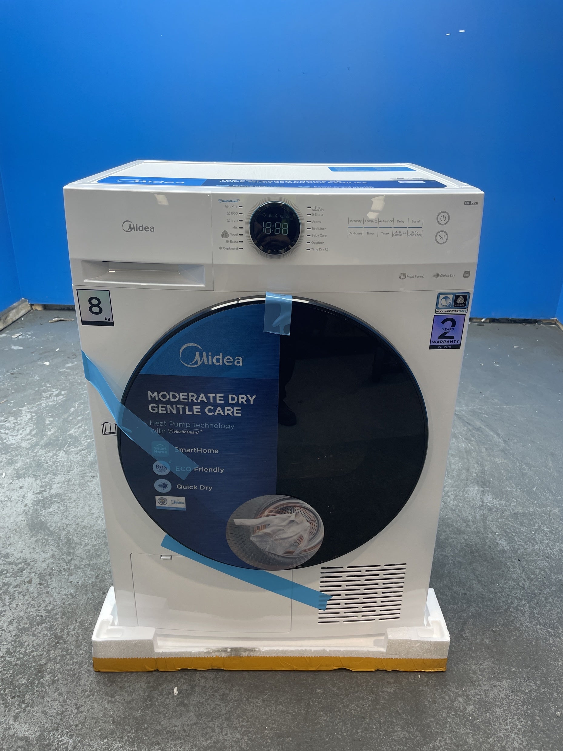 #GRC-158-924 - Midea MD200H80WB/W-UK 8kg Smart Sensor Heat Pump Tumble Dryer