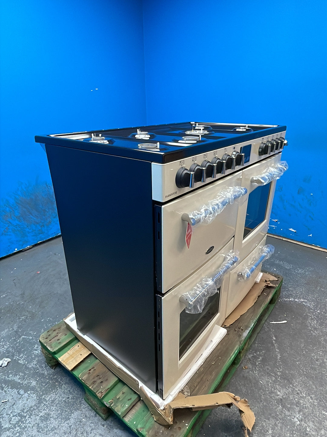 #GRC-164-335 - Belling Farmhouse 100cm Dual Fuel Range Cooker – 157L, AirFry, Cream