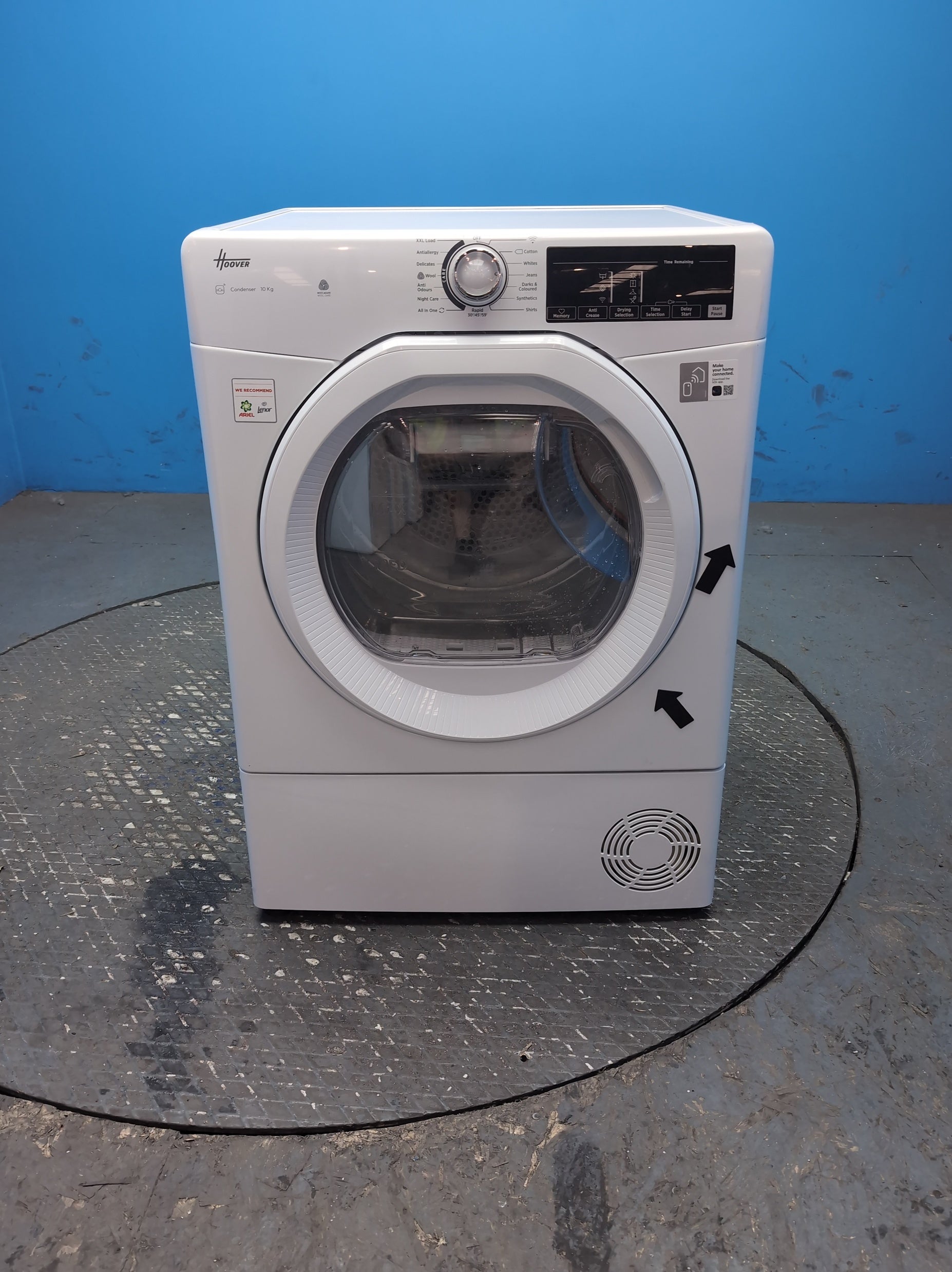#GRC-163-655 - Hoover 10kg Condenser Tumble Dryer – Sensor Drying, White, B Energy Rating