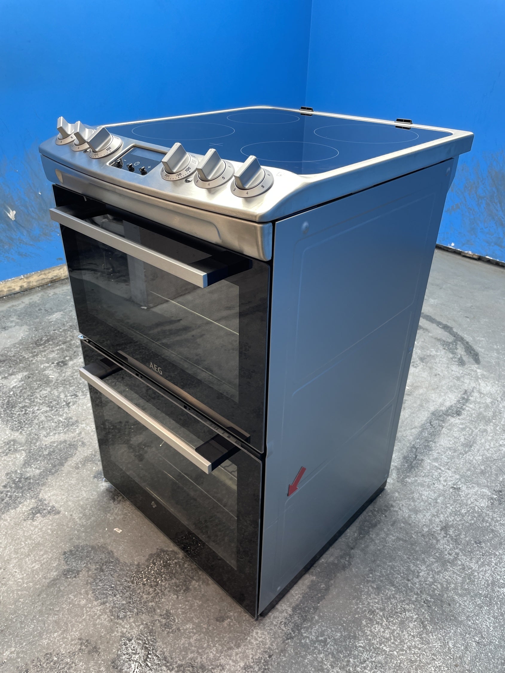 #GRC-163-727 - AEG 55cm Electric Double Oven Cooker – 116L Total Capacity, Catalytic Cleaning, Ceramic Hob