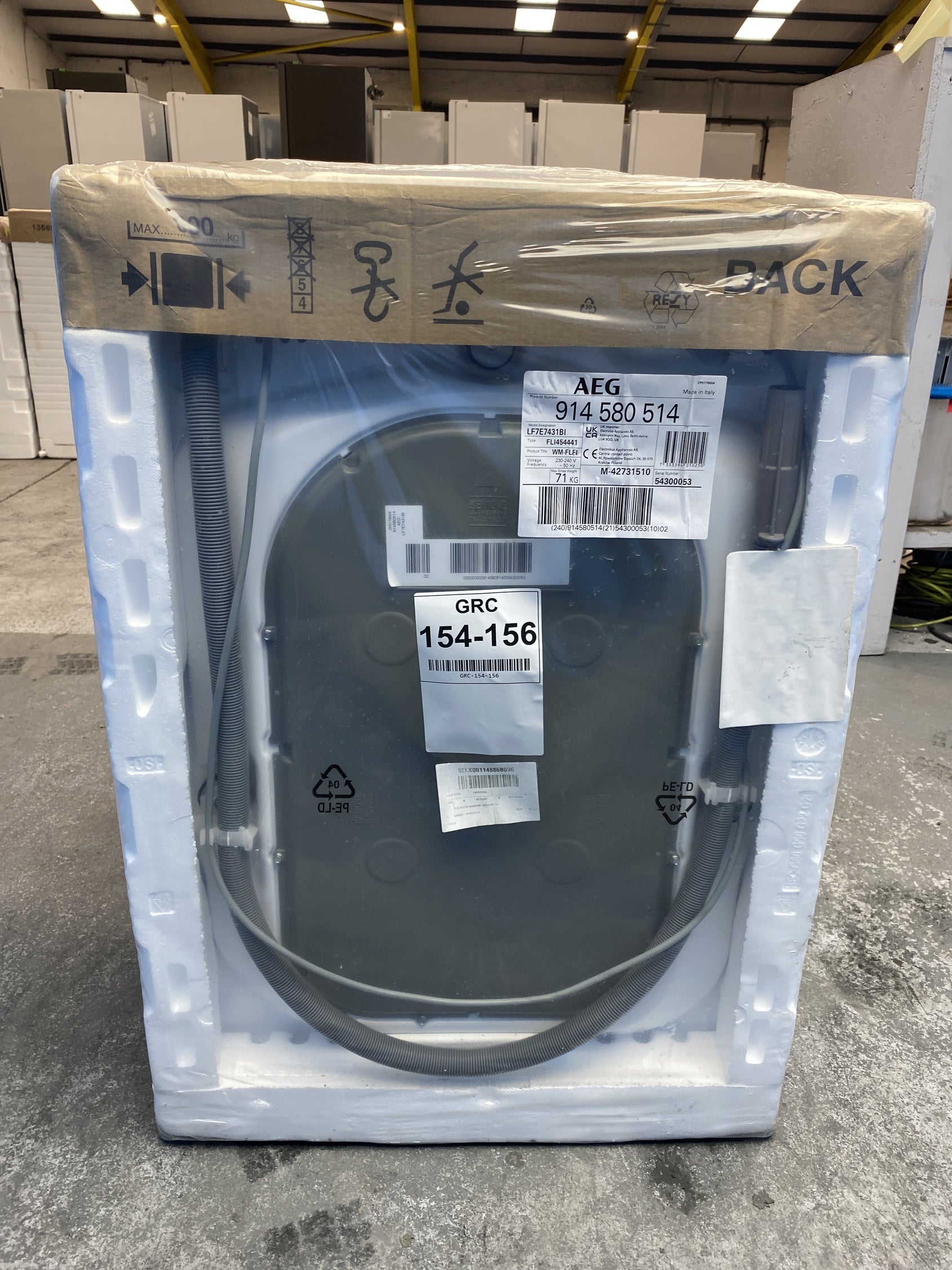 #GRC-154-156 - AEG LF7E7431BI 7000 ProSteam 7kg 1400rpm Integrated Washing Machine