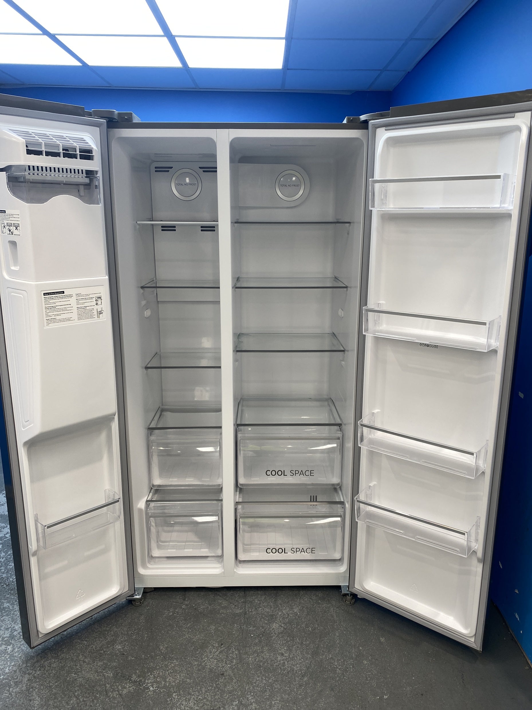 #GRC-157-072 - Hoover HOSR5918EIXK American Style 513 Litre Fridge Freezer